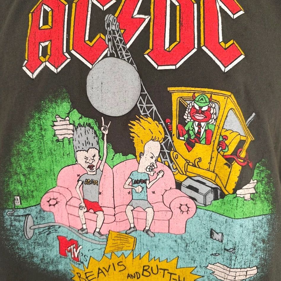 Vintage AC/DC Beavis And Butthead T Shirt Mens Large Green Black Thai Boot AC/DC Shirt Size US L / EU 52-54 / 3 - 3 Thumbnail