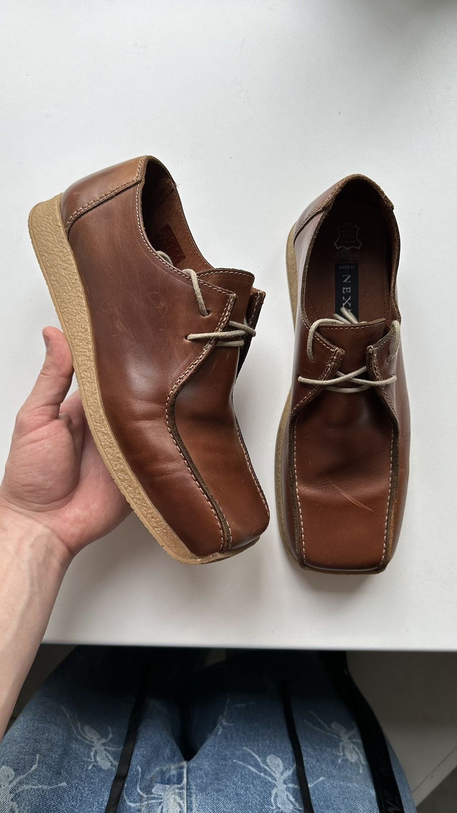 Leather × NEXT Next Rare Brown Leather Shoes MM6 Style Size 43 Portugal Size US 9.5 / EU 42-43 - 1 Thumbnail