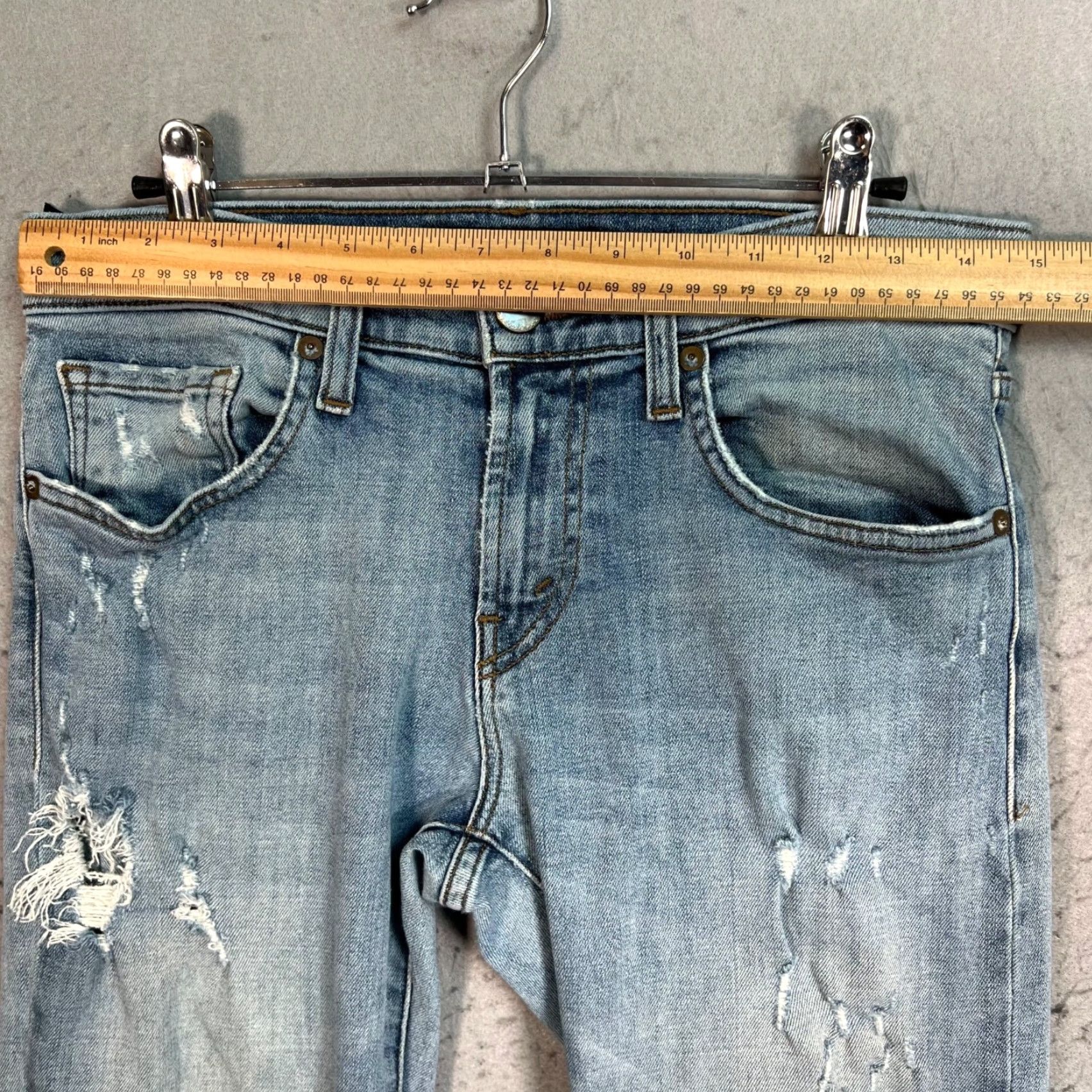 J Brand J Brand Tyler Jeans Slim Straight 29 Mens Blue Cotton Blend Denim 5-Pocket Zip Inseam 28 Distressed Size US 29 - 6 Thumbnail