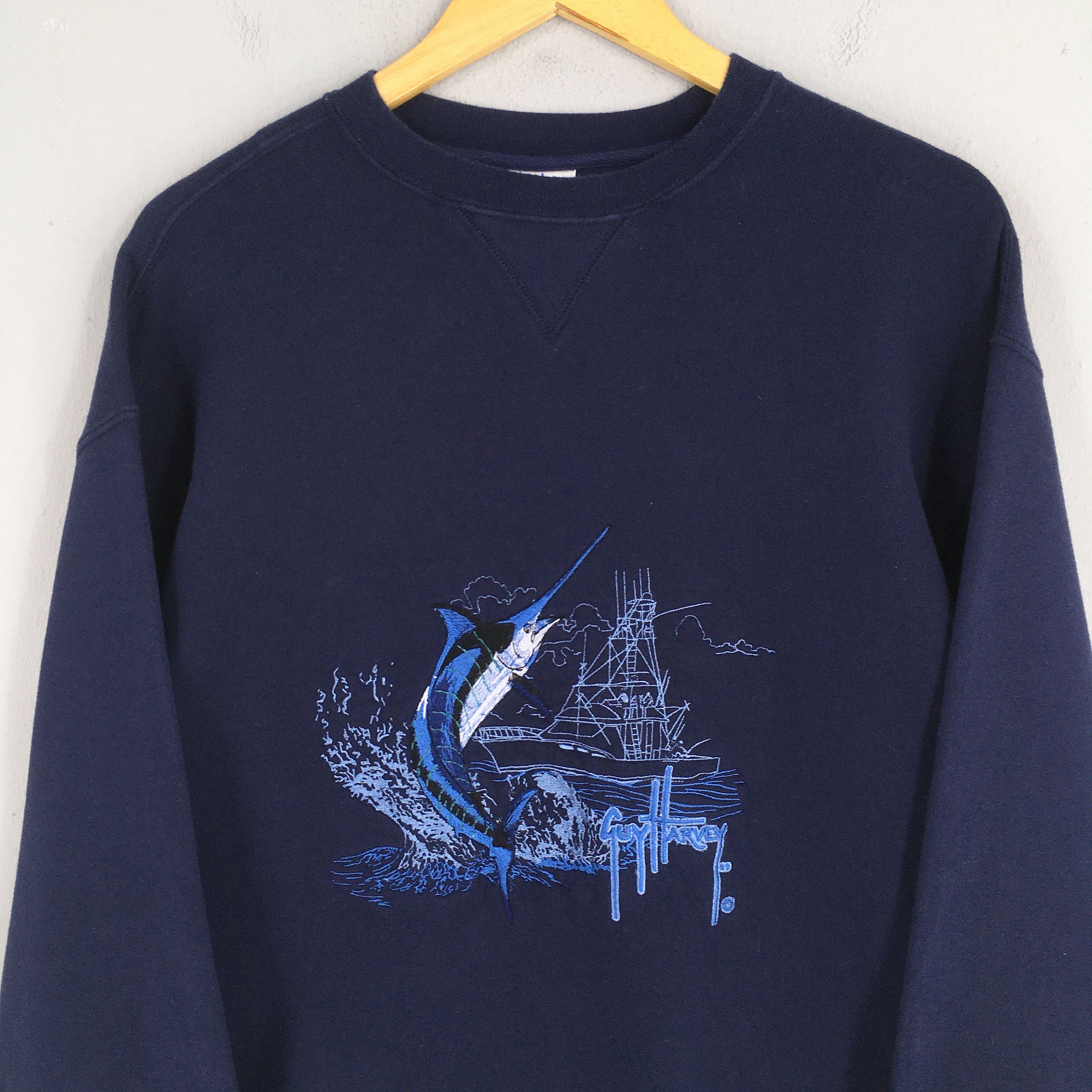 Guy Harvey × Vintage Vintage Guy Harvey Fishing Blue Sweatshirt Medium Size US M / EU 48-50 / 2 - 2 Thumbnail