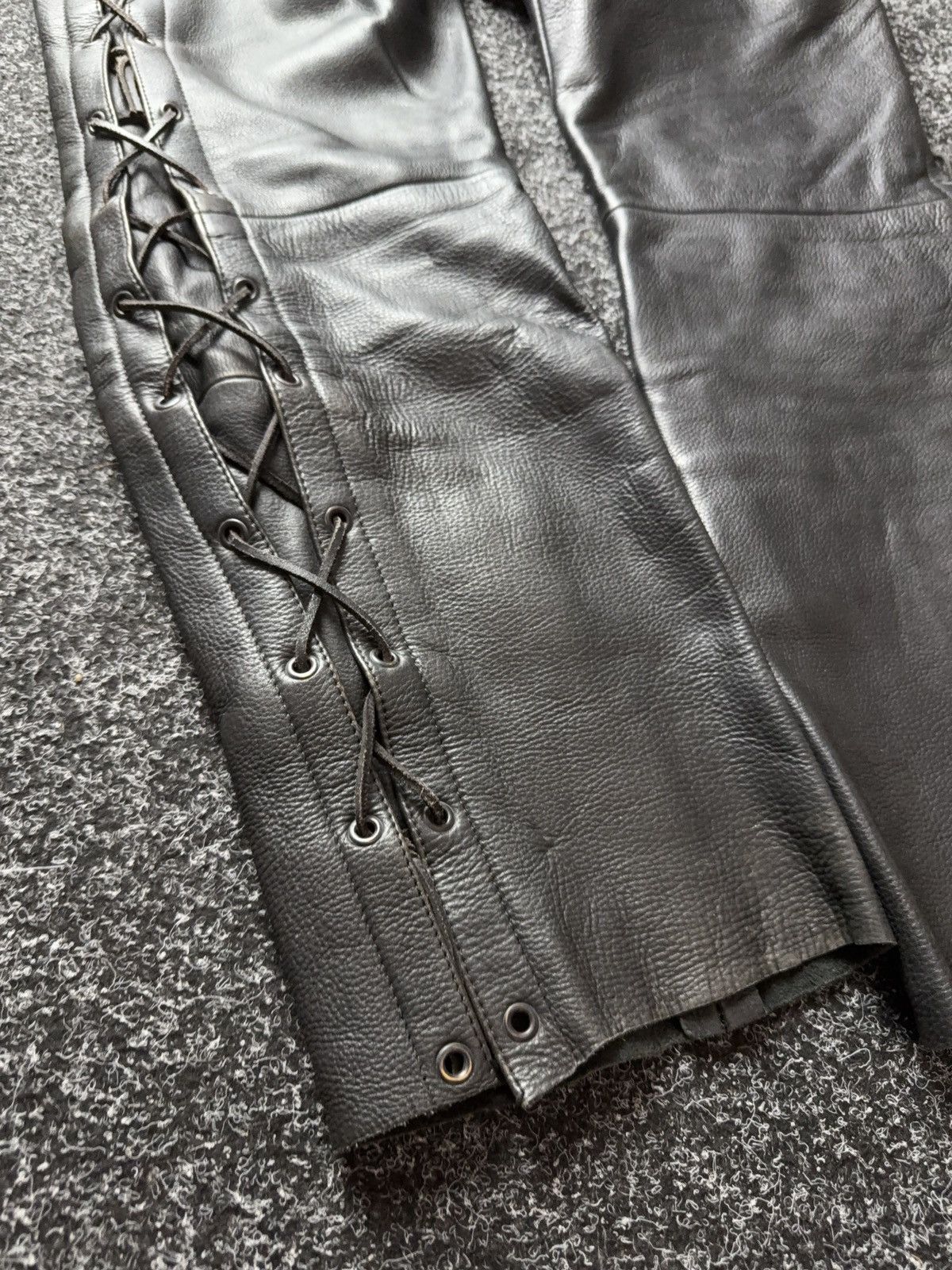 Genuine Leather Leather Rock Punk Biker MOTO Pants Lace Up Goth Moto Black Size US 32 / EU 48 - 21 Thumbnail