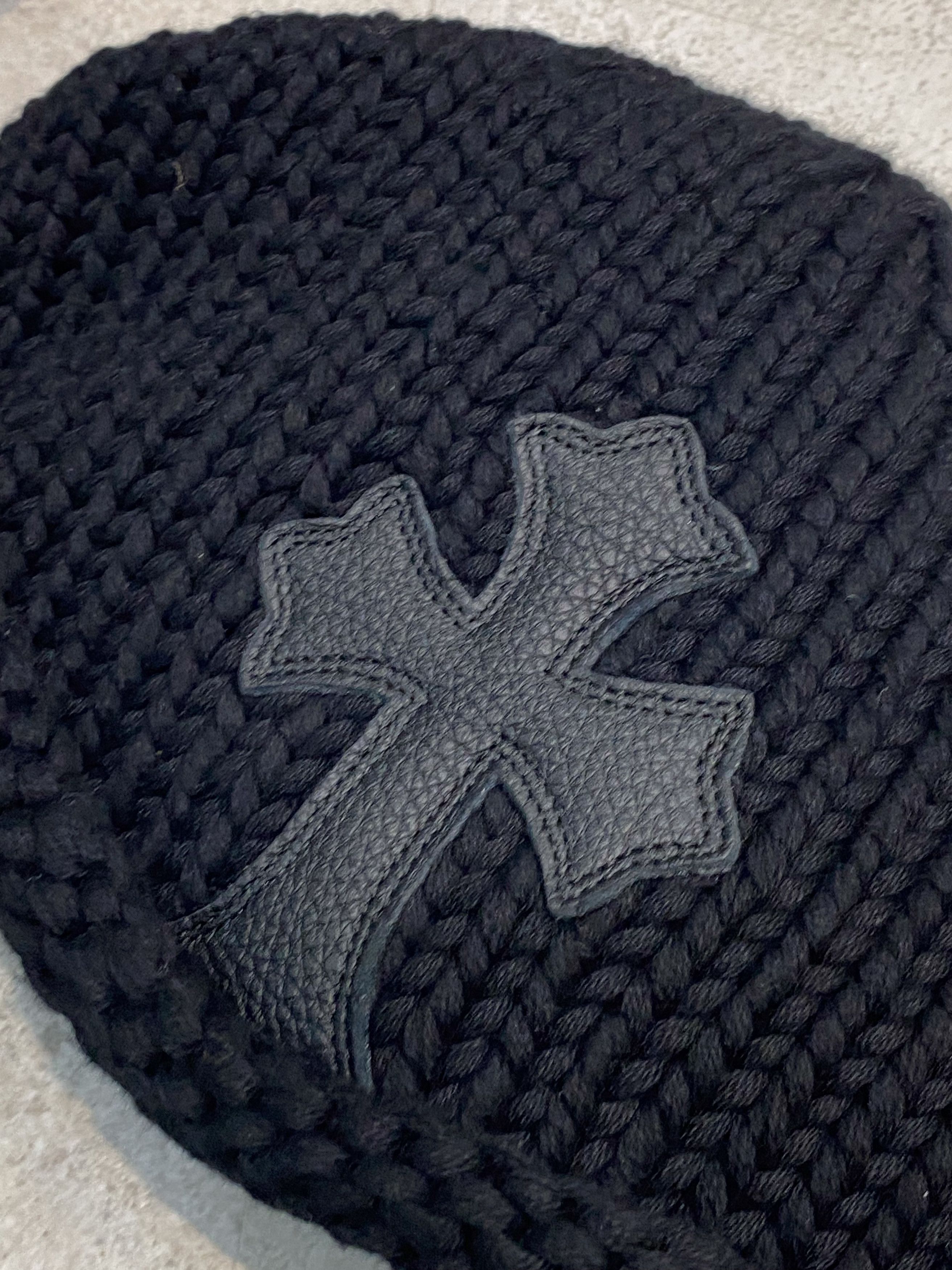 Chrome Hearts CHROME HEARTS Cash Leather Cross Cashmere Beanie Knit Hat Size ONE SIZE - 3 Thumbnail