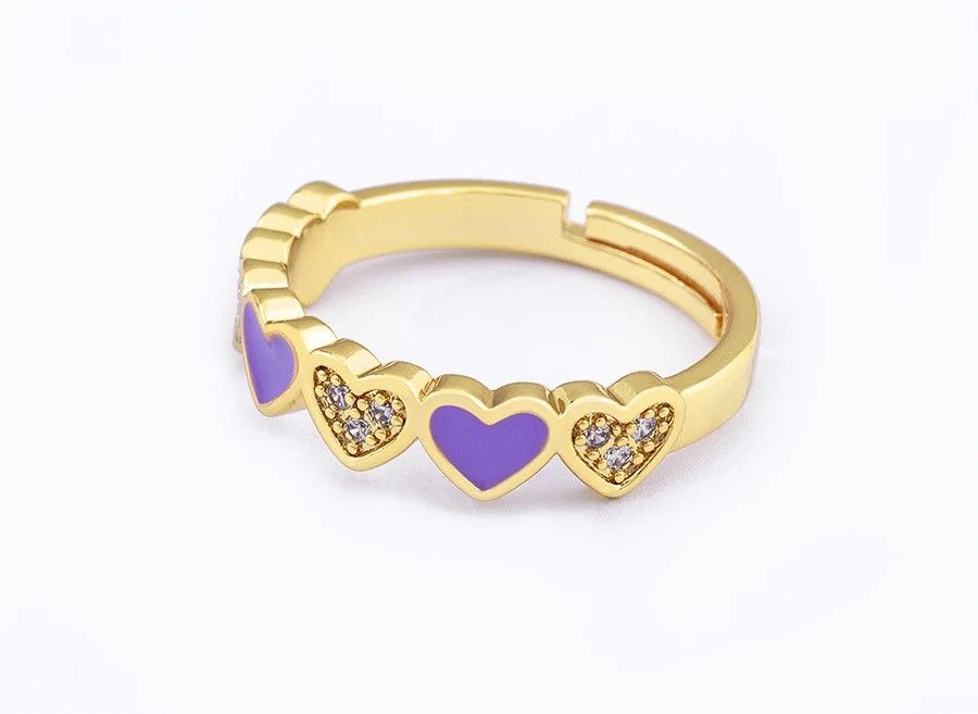 Jewelry × Vintage Purple Sweet Cute Love Rings Size ONE SIZE - 2 Thumbnail