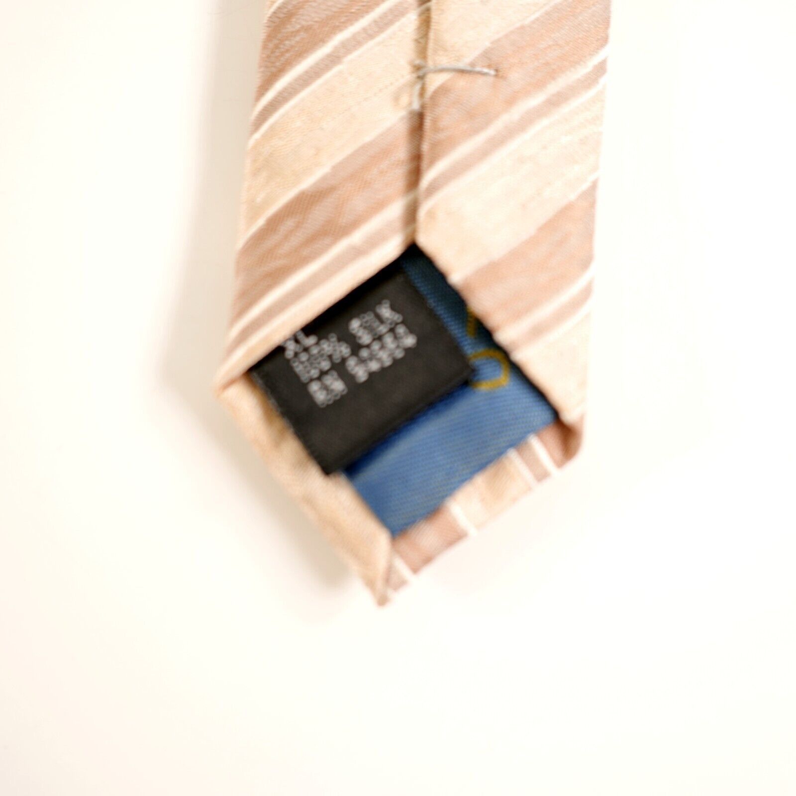 Designer Renzo Tan Woven Long Striped Wide Silk Tie Size ONE SIZE - 4 Thumbnail
