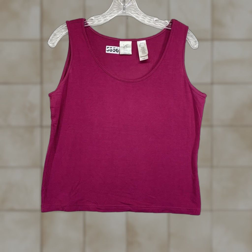 Vintage VINTAGE Emma James Women's Tank Top Large Pink Sleeveless Summer Beach Casual Lightweight Rayon Spandex Size L / US 10 / IT 46 - 1 Thumbnail