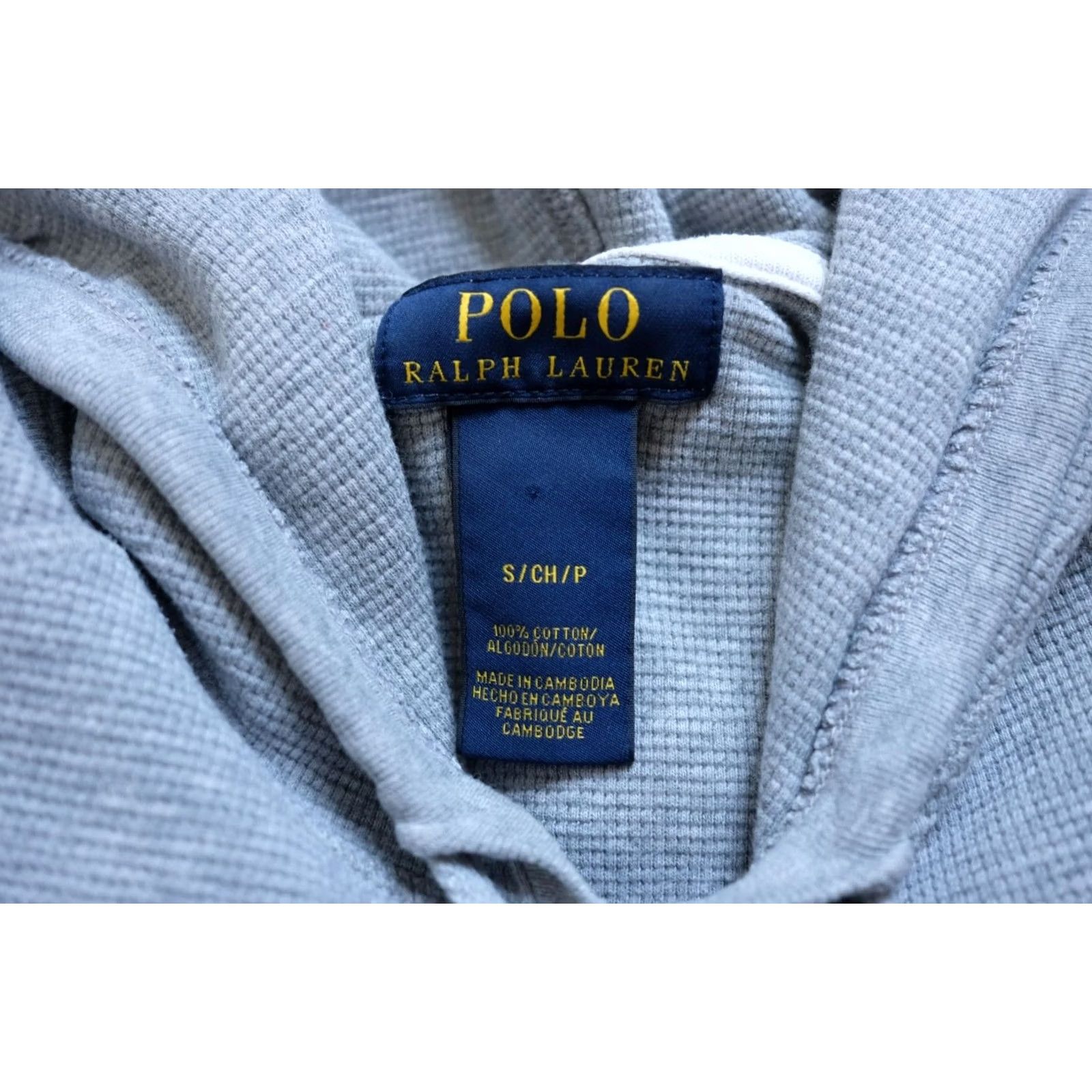 Ralph Lauren VINTAGE Ralph Lauren Hoodie Shirt Men SZ S Gray Thermal Knit Pullover Retro Sweatshirt 21" Pit to Pit 25" Length 19" Sleeve Size US S / EU 44-46 / 1 - 7 Thumbnail