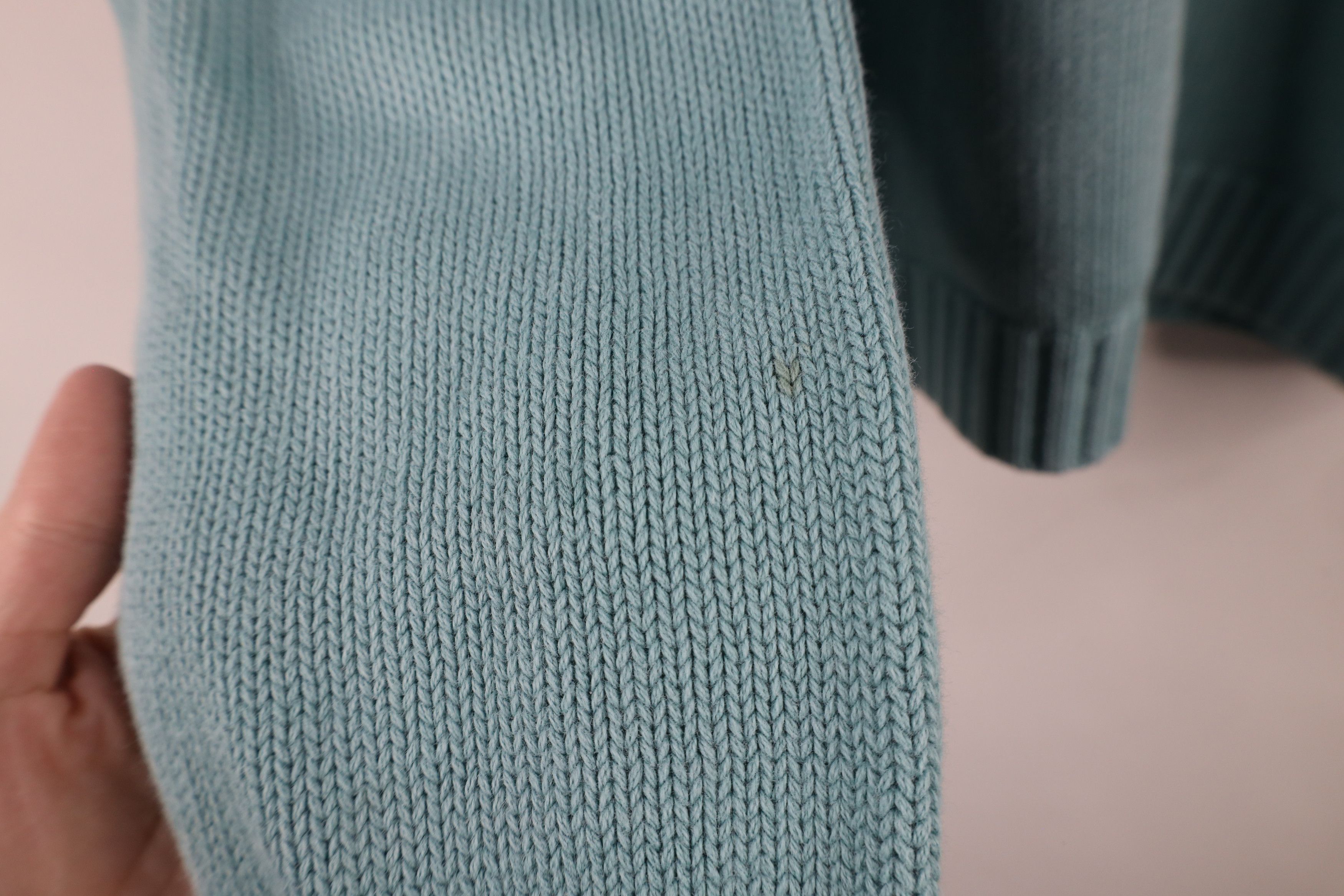 Lands' End × Vintage Vintage 90s Lands End Blank Cotton Knit Sweater Teal USA Size L / US 10 / IT 46 - 6 Thumbnail