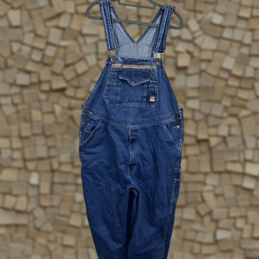 Vintage Berne Denim Carpenter Bib Overalls Men Blue Denim 44x32 Zip Button Cargo Pocket Regular Size 44 Inseam 32 Mid Rise Straight Jeans Workwear Vintage: No Size US 44 / EU 60 - 1 Thumbnail