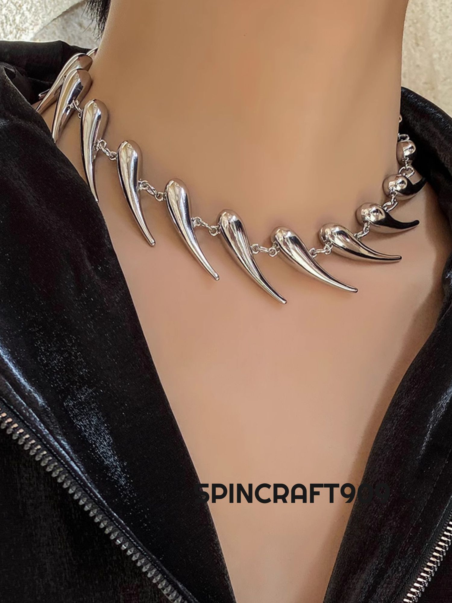 Jewelry Cyber Chain Punk Rivet y2k Necklace Size ONE SIZE - 1 Thumbnail