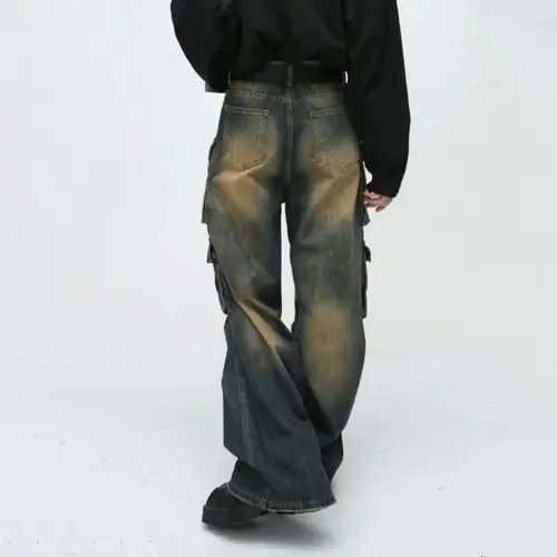 Japanese Brand × Jean Retro washed distressed workwear loose wide leg jeans Size US 32 / EU 48 - 4 Thumbnail