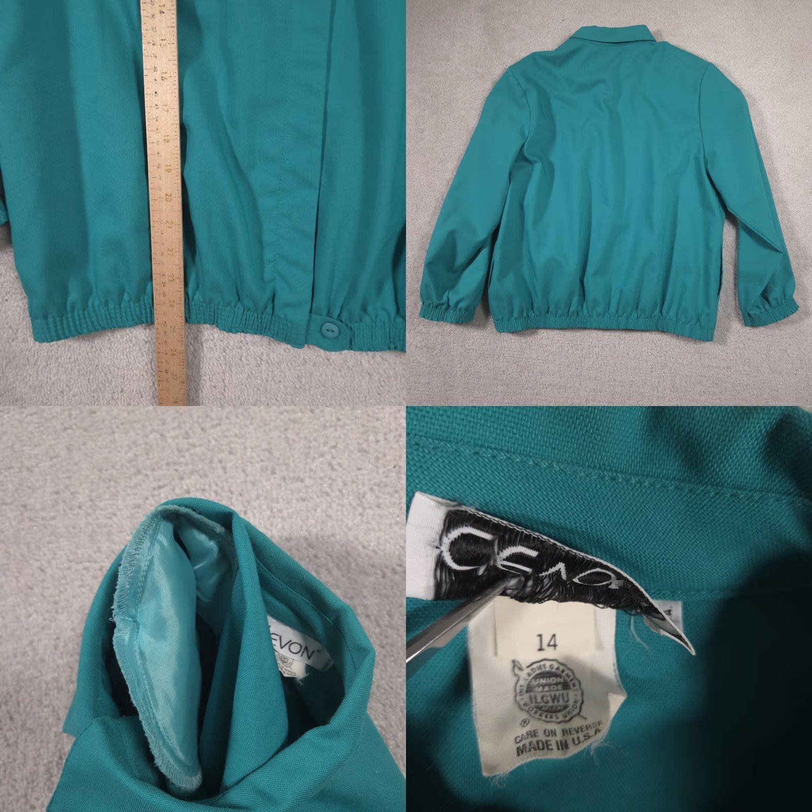 Vintage VINTAGE Devon Jacket Women's 14 Green Lightweight Long Sleeve Full Zip Shoulder Pads Size XL / US 12-14 / IT 48-50 - 8 Thumbnail