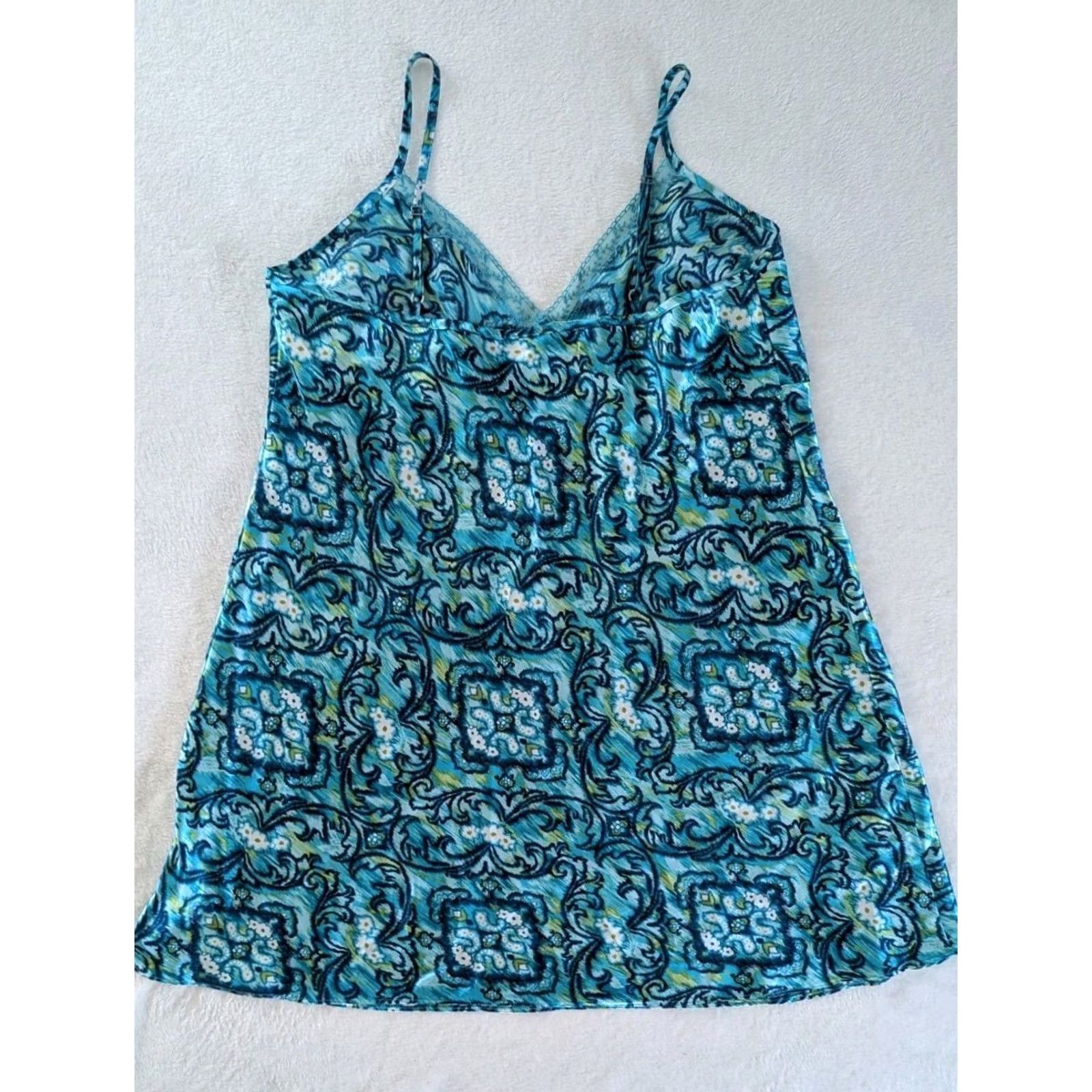 Liz Claiborne Liz Claiborne Teal Lace Trim Chemise Slip Dress Women's Size 2X Coquette Floral Size XXL / US 16-18 / IT 52-54 - 5 Thumbnail