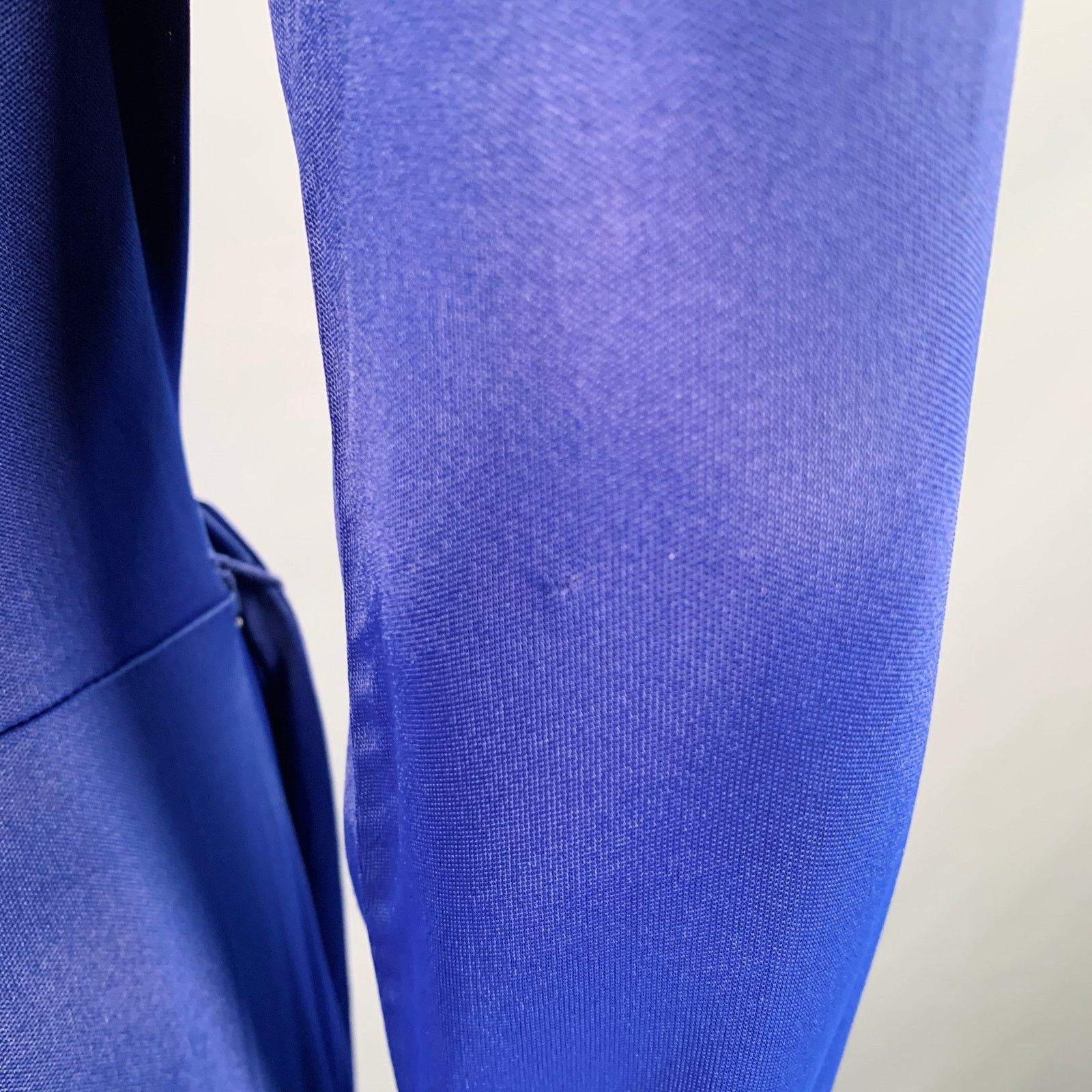 Bcbgmaxazria M Blue Polyester Blend Deep V-Neck Long Sleeve Maxi Dress Size M / US 6-8 / IT 42-44 - 5 Thumbnail