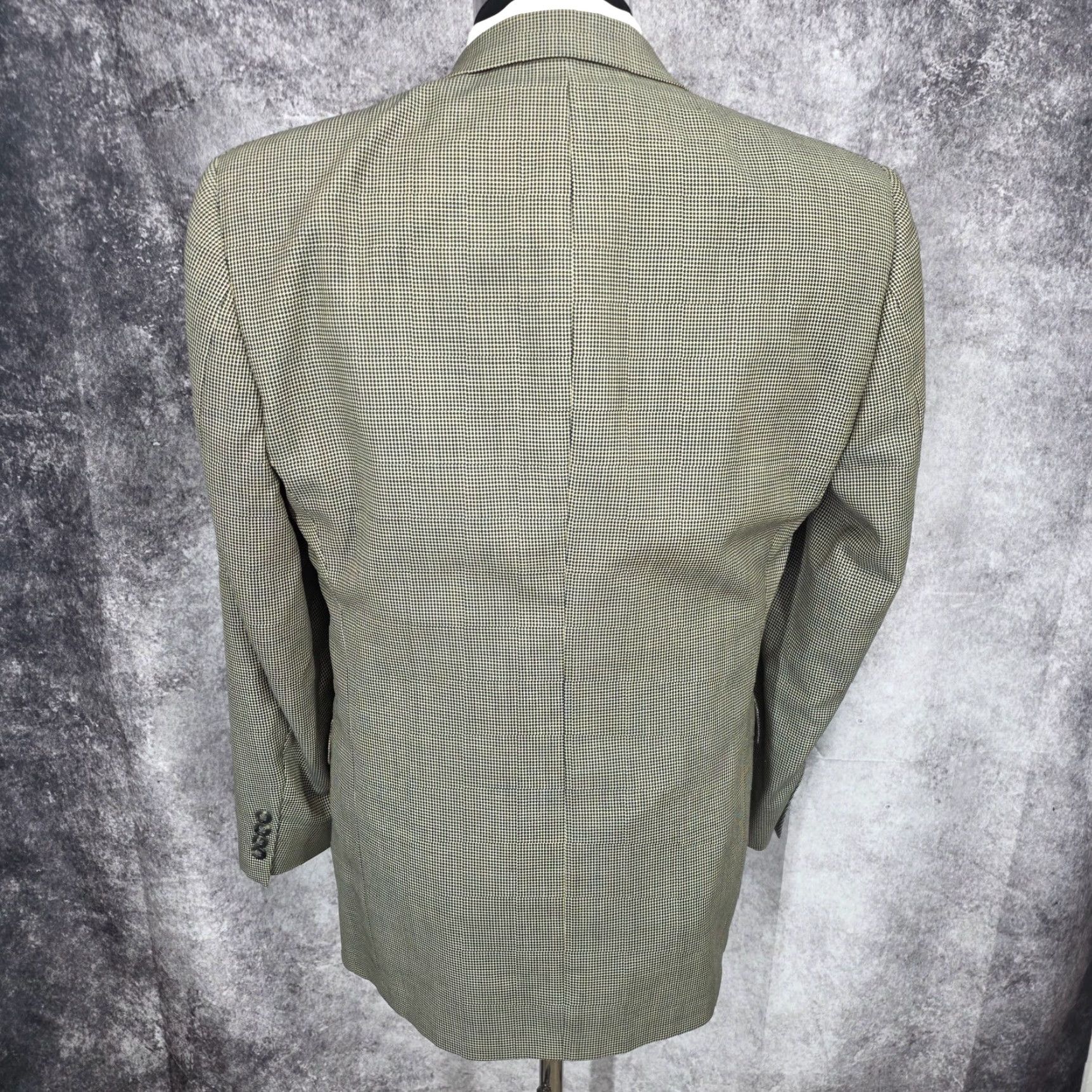 Hart Schaffner Marx Hart Schaffner Marx Gold Trumpeter Blazer Men 40 Jacket Houndstooth Wool Notch Notch Lapel Size 40R - 4 Thumbnail