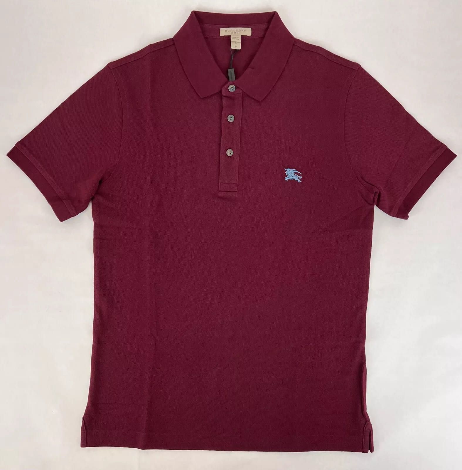 Burberry Men's Deep Claret Cotton Embroidered Logo Polo Shirt S Size US S / EU 44-46 / 1 - 1 Thumbnail