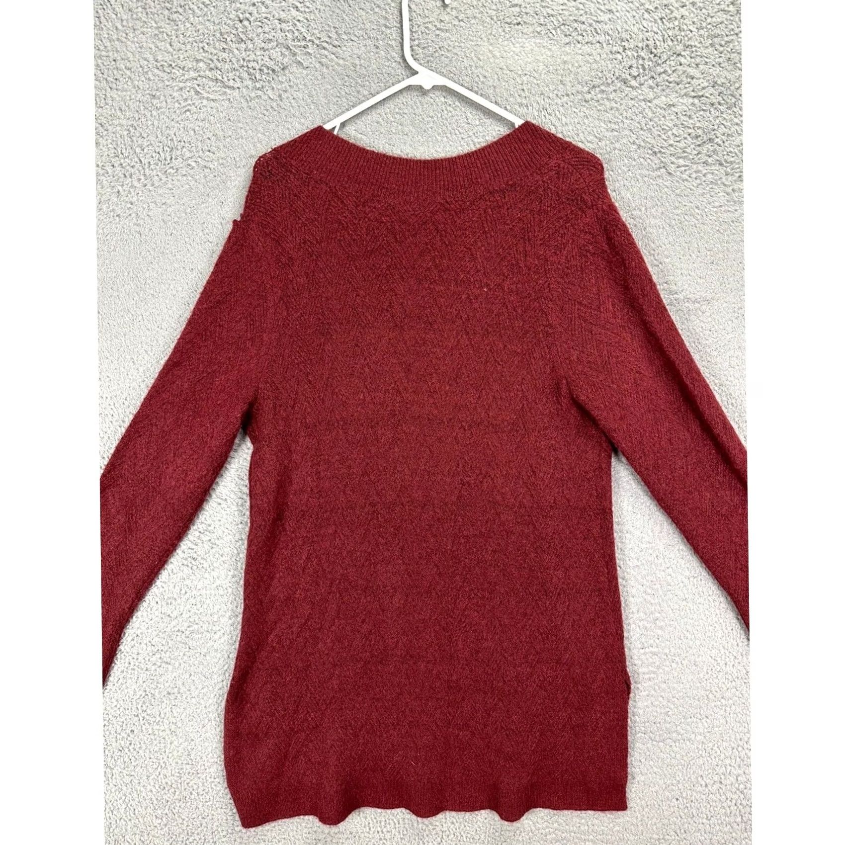 Vintage Chico's Sweater Womens Medium Red V-Neck Pullover Knit Wool Blend Nylon Spandex Acrylic Polyester Raglan Long Sleeve Size M / US 6-8 / IT 42-44 - 3 Thumbnail