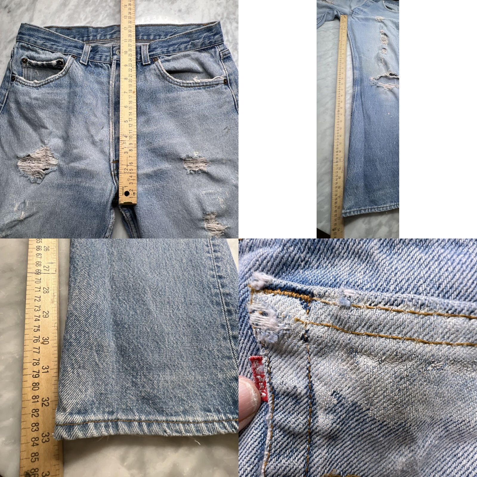 Levi's VINTAGE Levi's 501 Jeans 34x34 Button Fly 80s Thrashed Distressed Blue Denim Mens Regular 5-Pocket USA Size US 34 / EU 50 - 11 Thumbnail
