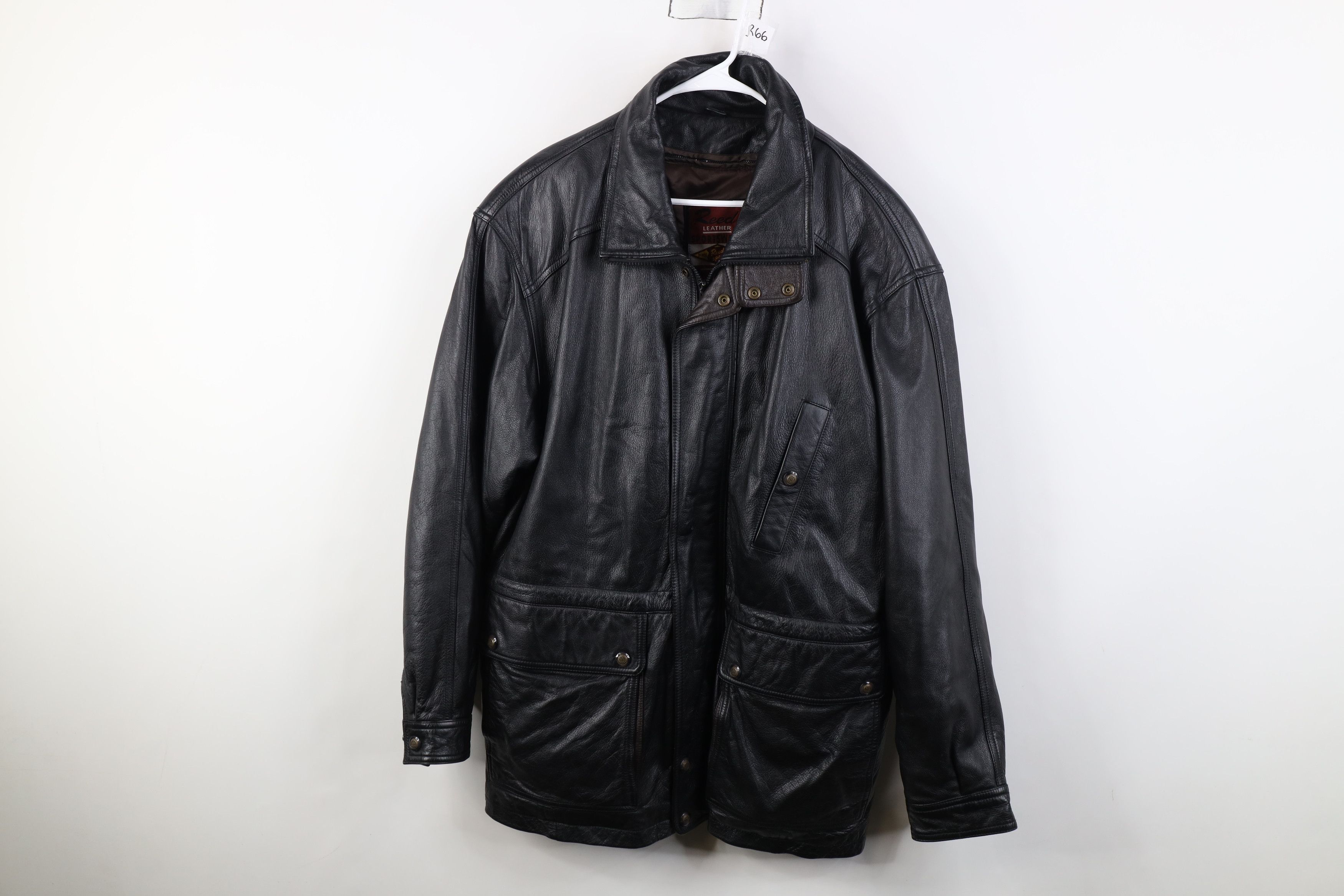 Vintage 90s Streetwear Heavy Leather Chore Jacket Black
