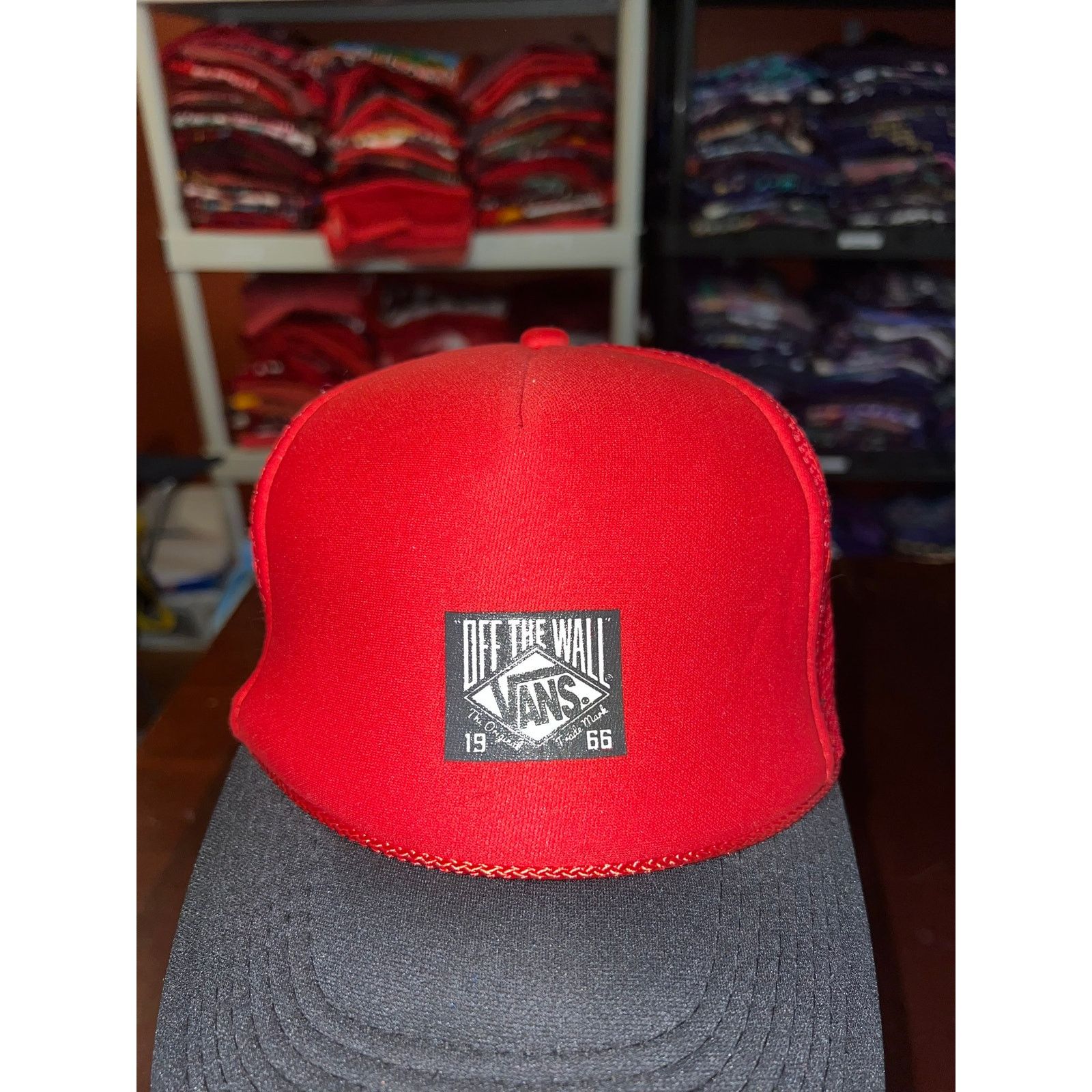 Vans Vans Hat Off The Wall Red Black Snapback Cap Headwear Size ONE SIZE - 2 Thumbnail