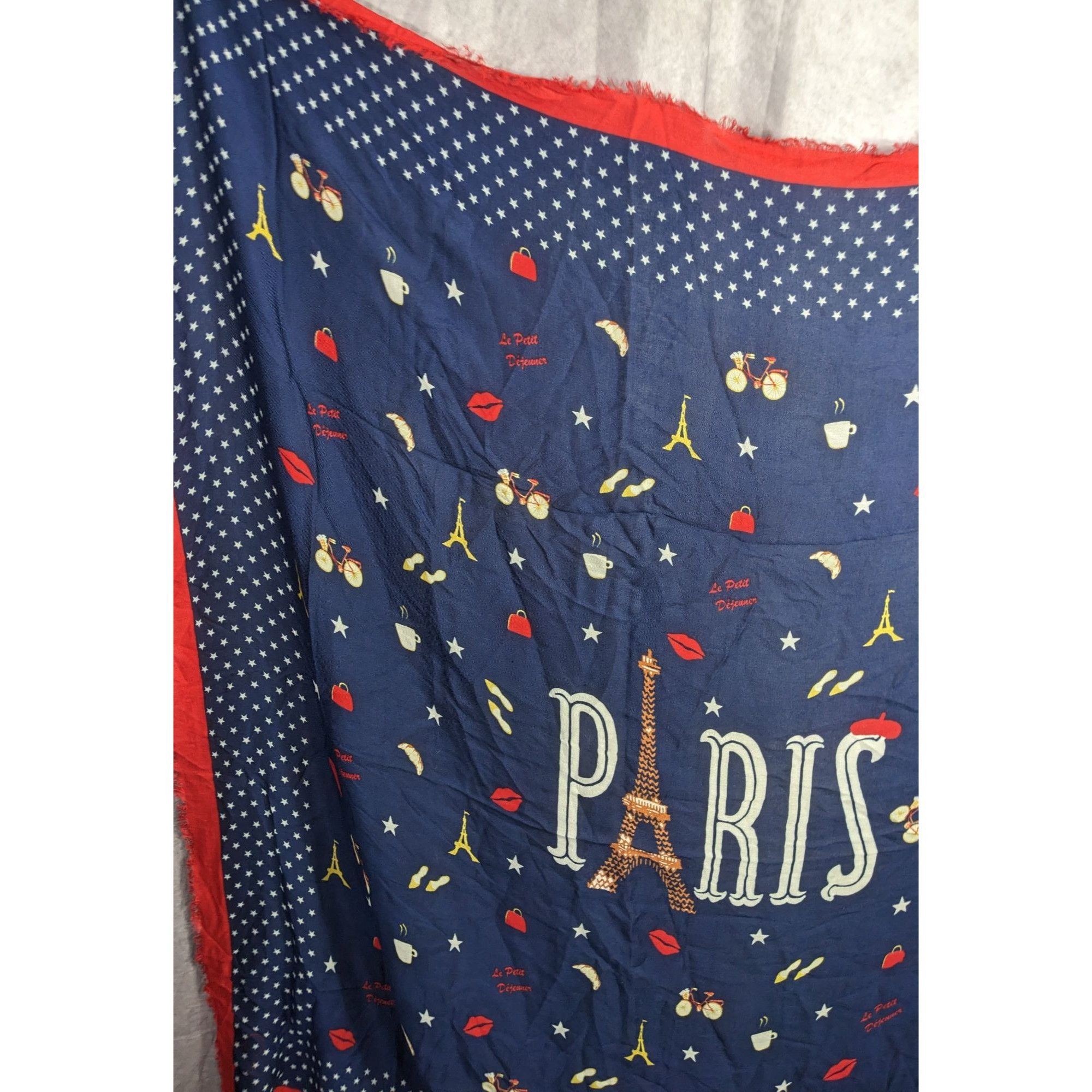 Talbots Talbots Paris-Themed Scarf With Eiffel Tower Print Navy Blue Size ONE SIZE - 11 Thumbnail