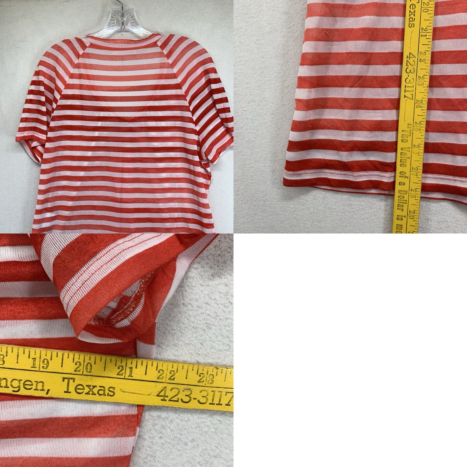 Vintage VINTAGE Basler Blouse Shirt Women L Red & White Striped Sheer Ruffle V-Neck Short Sleeve Lightweight Breathable 90s Art City Casual Womens Size L / US 10 / IT 46 - 10 Thumbnail