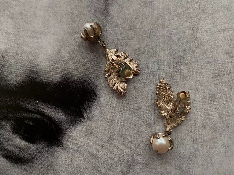 Kenzo KENZO Silver leaf pearl pendant ear clip Size ONE SIZE - 4 Thumbnail