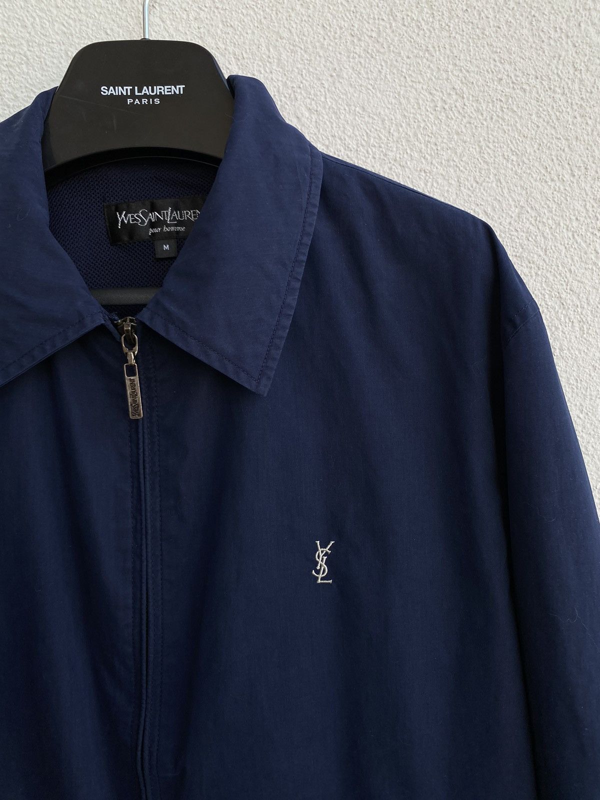 image of Vintage x YVES Saint Laurent YSL Jacket Dark Navy YSL Bomber, Men's (Size Medium)