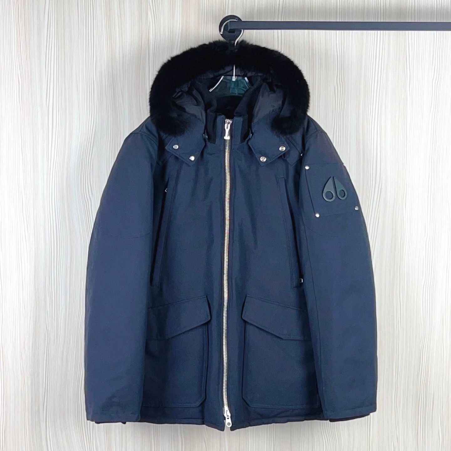 Moncler Genius stylish navy blue down jacket with fur hood Size US XXL / EU 58 / 5 - 1 Thumbnail