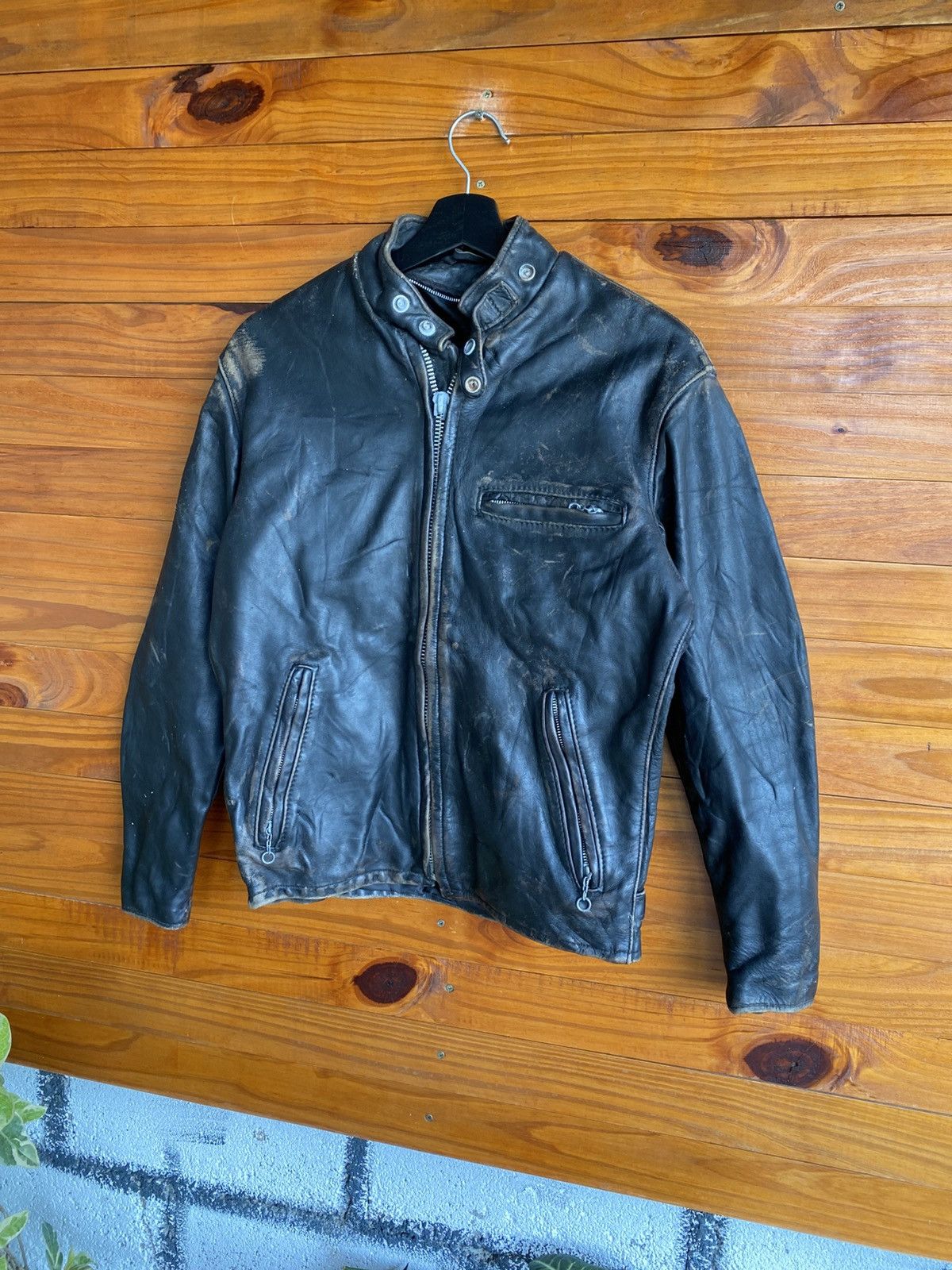 Vintage Vintage Café Racer Motorcycle Leather Jacket Distressed Size US M / EU 48-50 / 2 - 4 Thumbnail