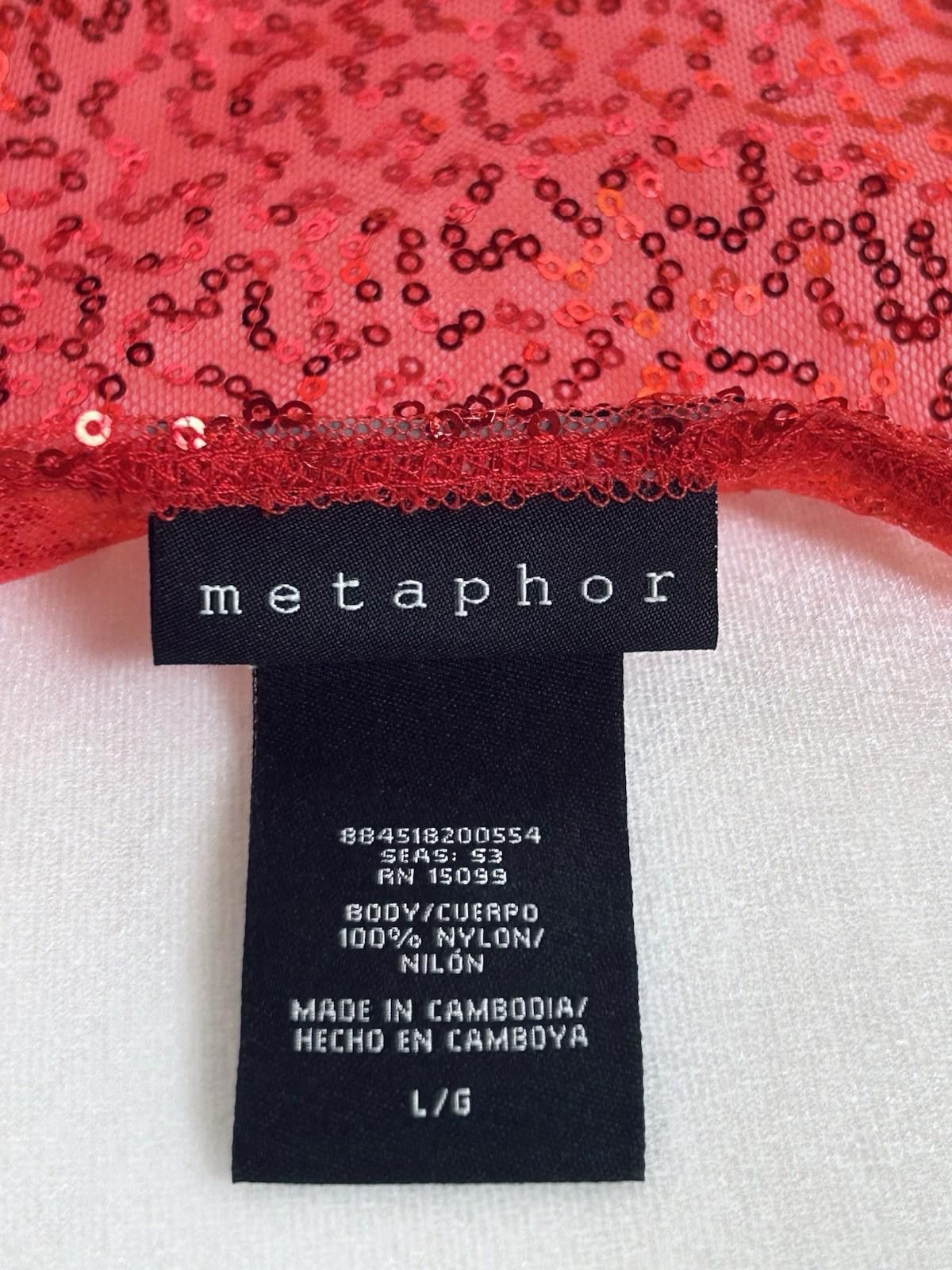 Other Tank Top Orange Red Sequins Sheer Sleeveless Stretch Mermaid Size L / US 10 / IT 46 - 5 Thumbnail