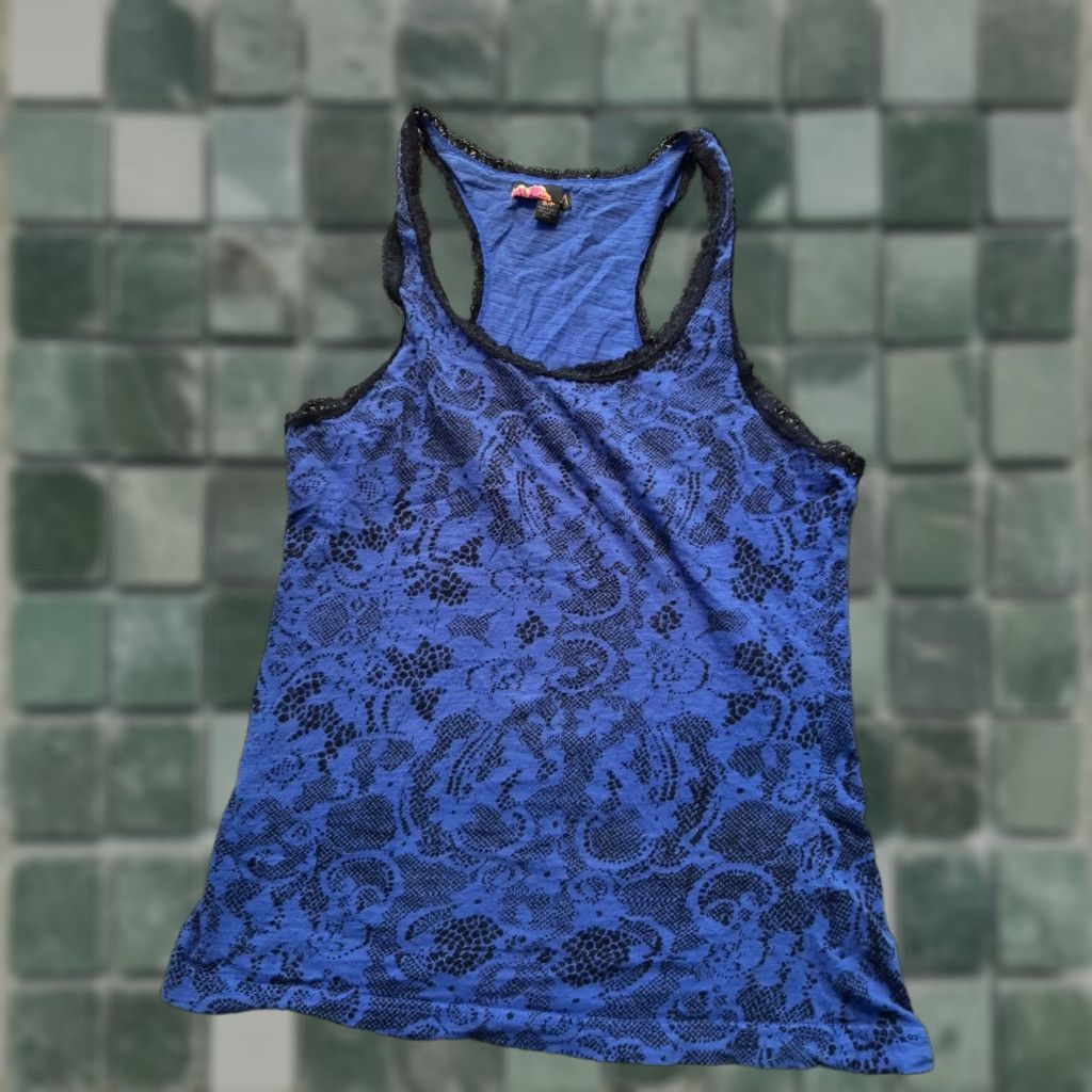 Forever 21 FOREVER 21 Tank Top Blue Womens Size Small S Laced Trim Shirt Sleeveless Casual Womens Size S / US 4 / IT 40 - 1 Thumbnail