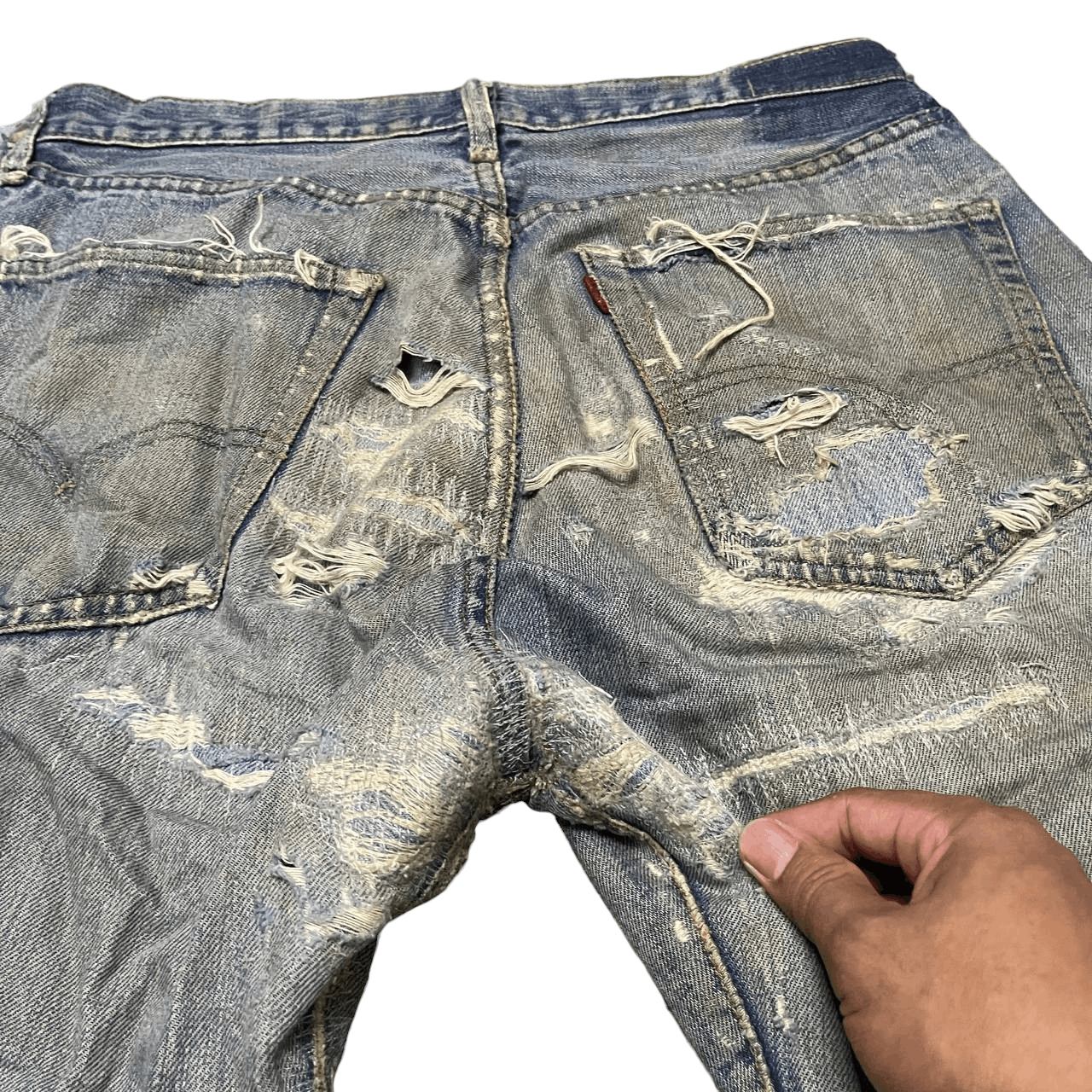Levi's Vtg Levi's Big E Selvedge Button No.2 Thrashed Cuttoff Denim Size US 32 / EU 48 - 13 Thumbnail