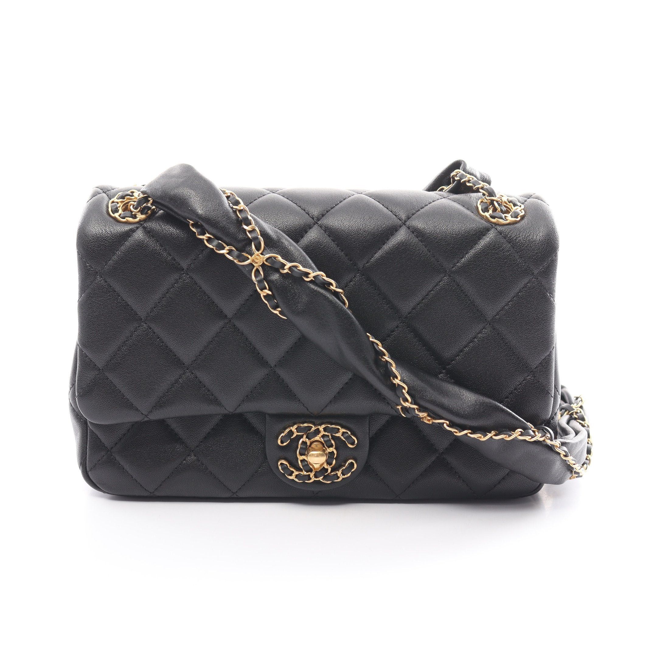 Chanel Chanel Matelasse Chain Shoulder Bag Lambskin Black Gold Hardware Size ONE SIZE - 1 Thumbnail