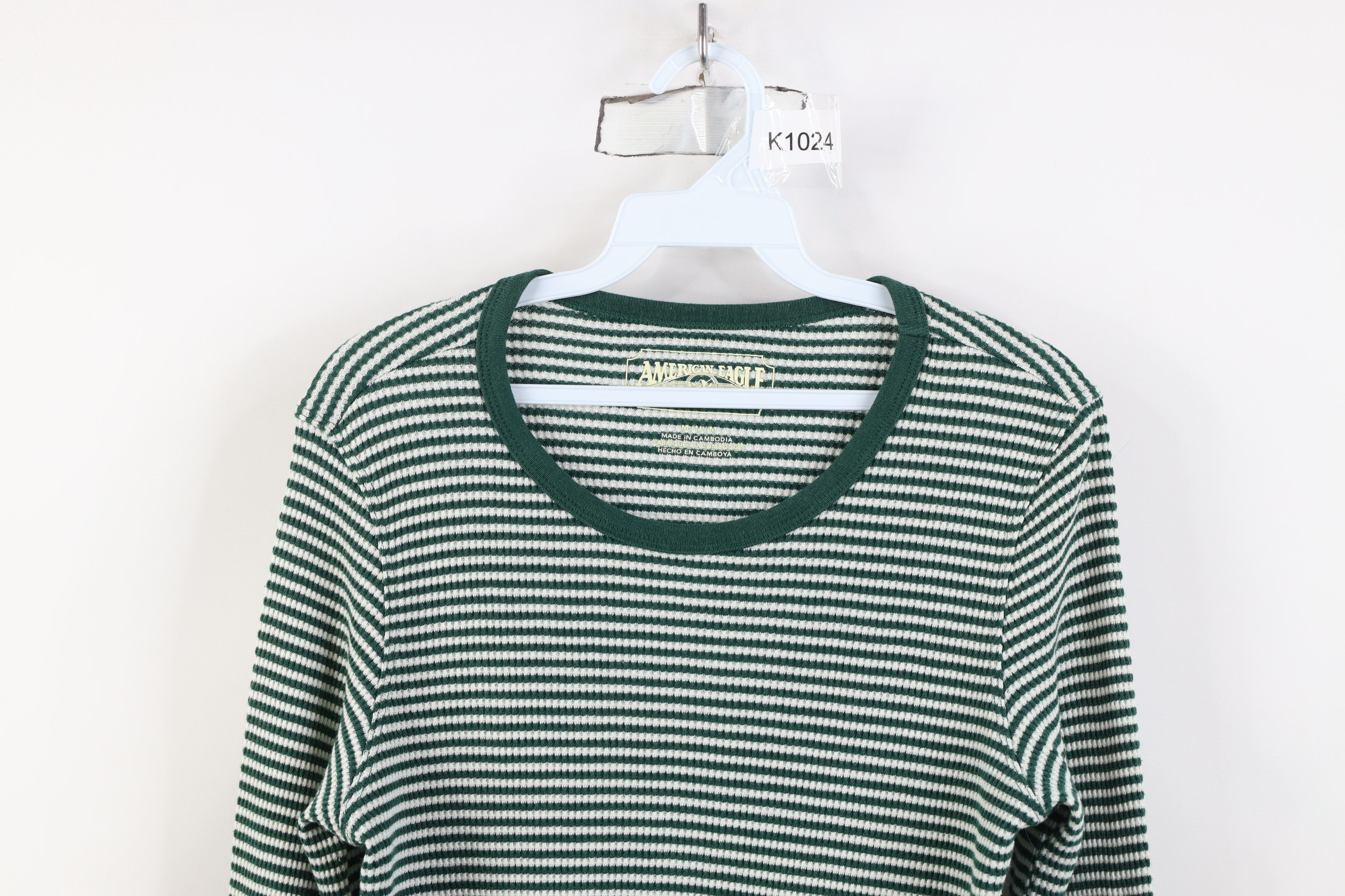 American Eagle Outfitters Vintage Y2K American Eagle Striped Thermal Knit T-Shirt Size M / US 6-8 / IT 42-44 - 2 Thumbnail
