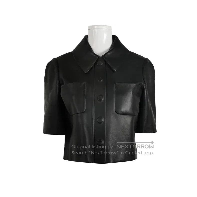 Loewe Loewe Solid Color Single-Breasted Short Sleeve Leather Jac Size XS / US 0-2 / IT 36-38 - 1 Thumbnail