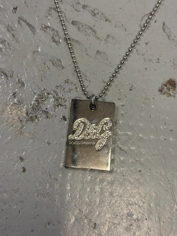 Dolce & Gabbana 2000s Dolce & Gabbana Dog Tag Pave Logo Necklace Size ONE SIZE - 3 Thumbnail