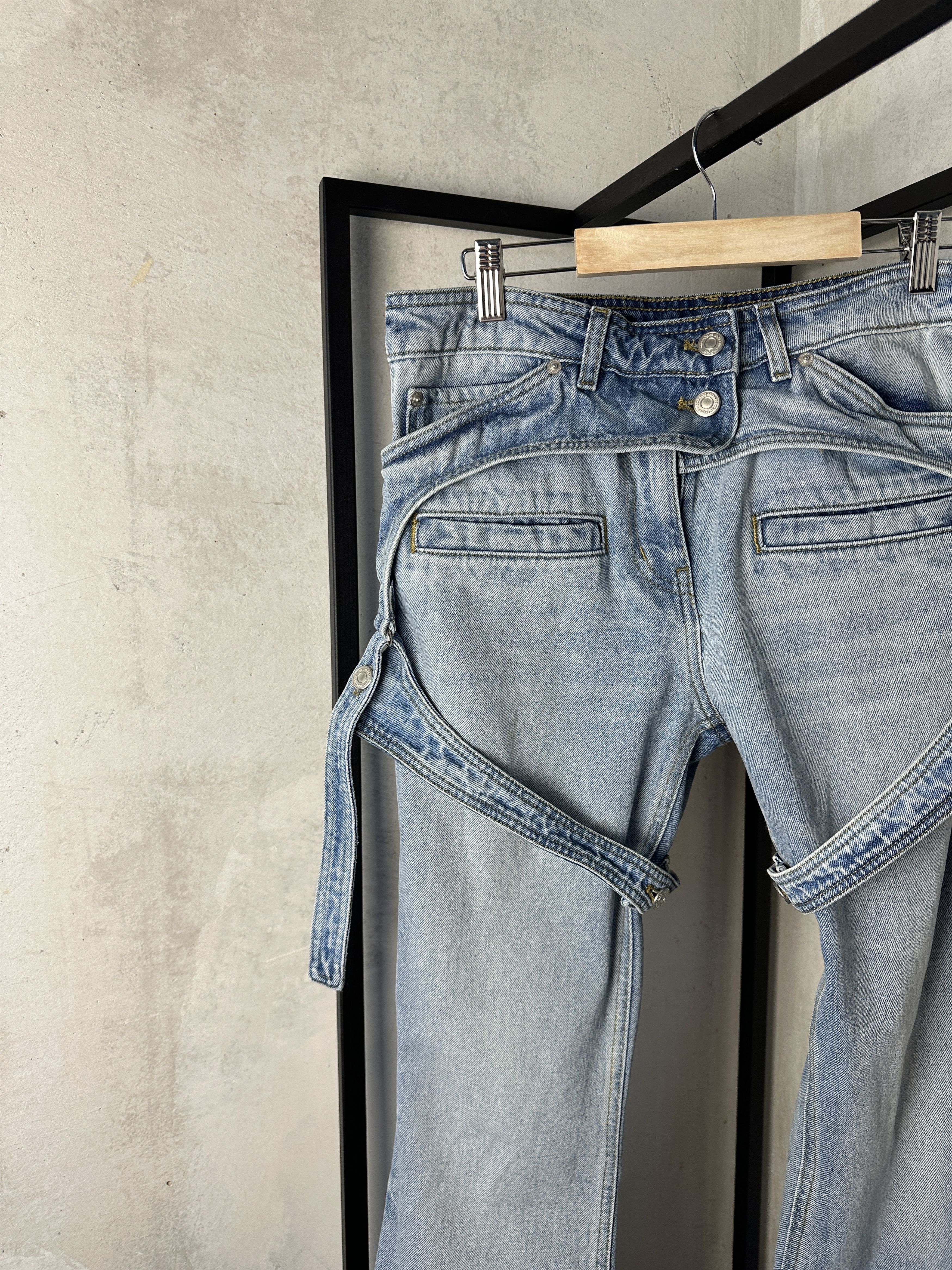 Courreges Solid Color RACER Bootcut Jeans with Adjustable Chaps Straps Size 28" / US 6 / IT 42 - 9 Thumbnail
