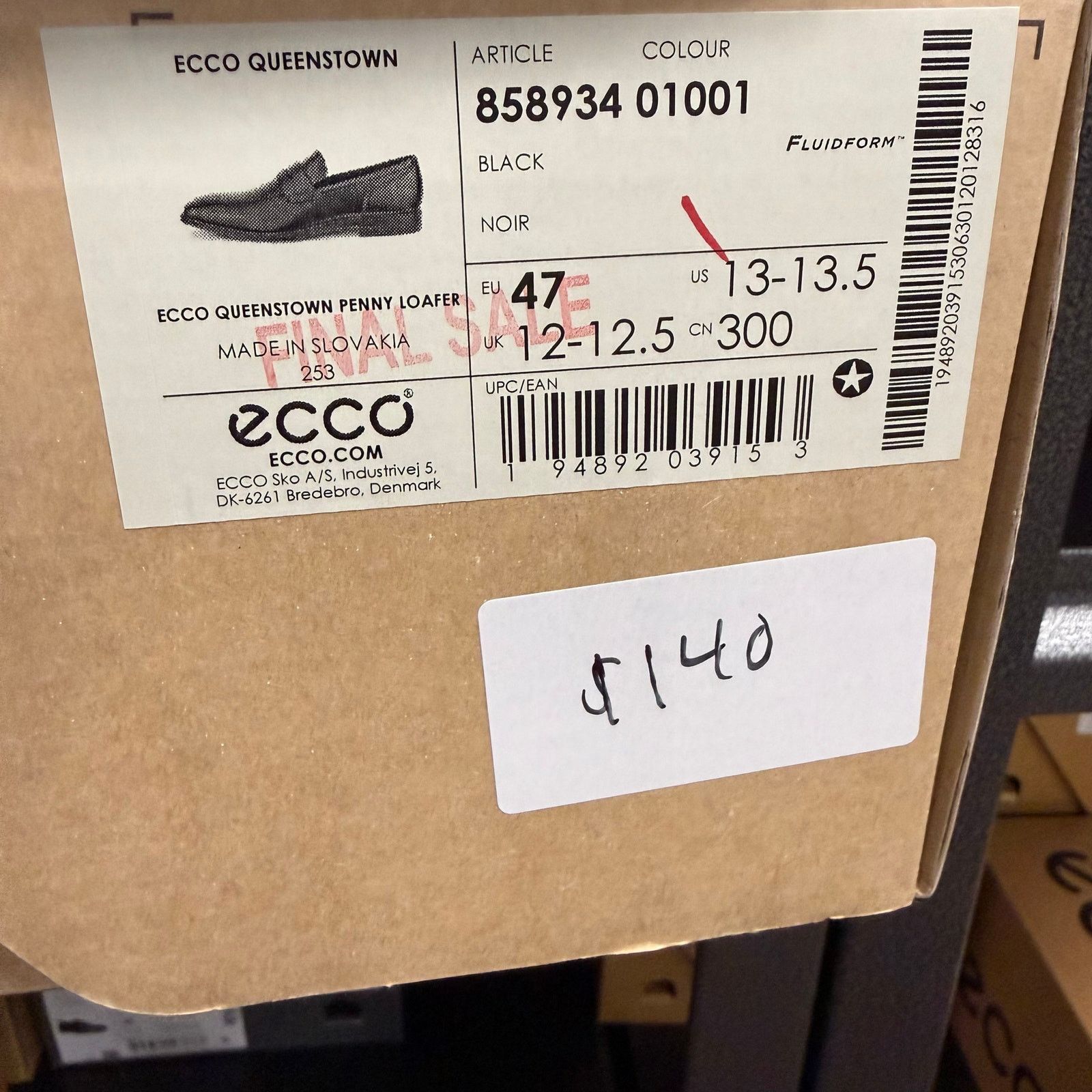 Ecco ECCO MEN'S 47 QUEENSTOWN GENUINE LEATHER BLACK PENNY LOAFER Size US 13 / EU 46 - 10 Thumbnail