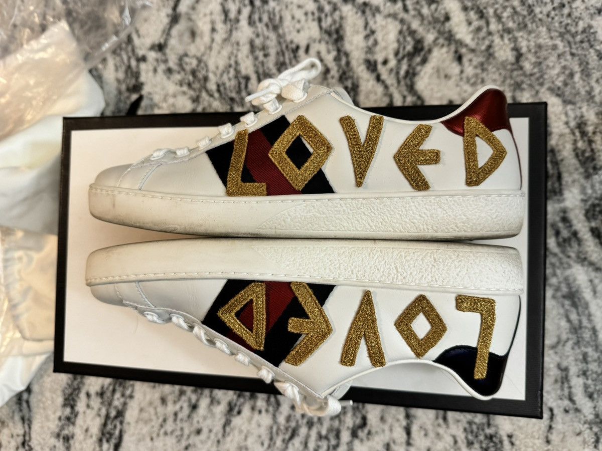 Gucci Gucci Ace embroidered “Loved” sneaker Size US 6.5 / EU 39-40 - 4 Thumbnail