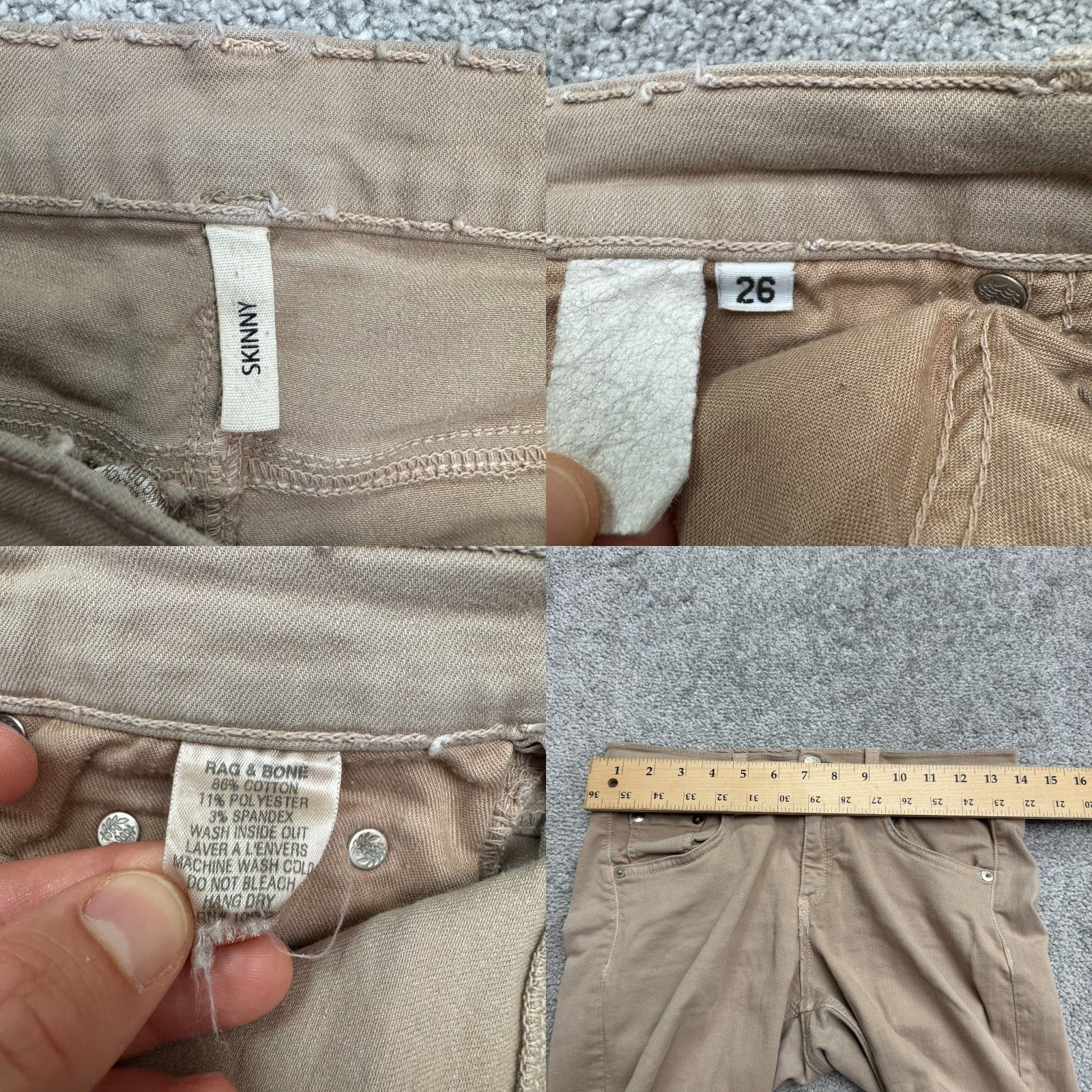 Rag & Bone rag & bone Jeans Womens 26 Tan Brown Mid Rise Stretch Denim Skinny 5-Pocket City Streetwear Womens Size 26" / US 2 / IT 38 - 8 Thumbnail