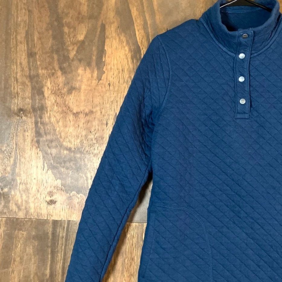Duluth Trading Company Duluth Trading Co. Womens Sweatshirt Blue Quilted 1/4 Button Pullover XS Size XS / US 0-2 / IT 36-38 - 4 Thumbnail