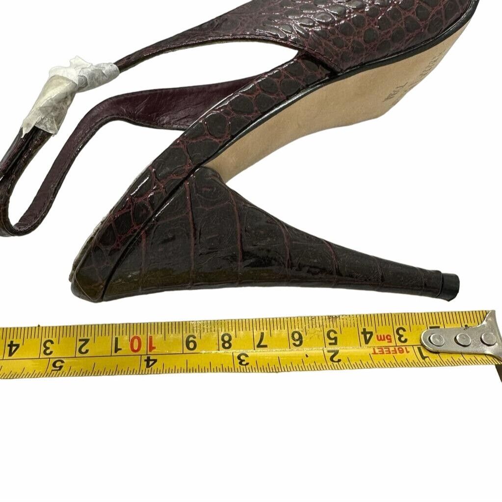 White House Black Market WHBM Sz 7.5 New Women's Slingback Heels RUDY Faux Croc Faux Size US 7.5 / IT 37.5 - 7 Thumbnail