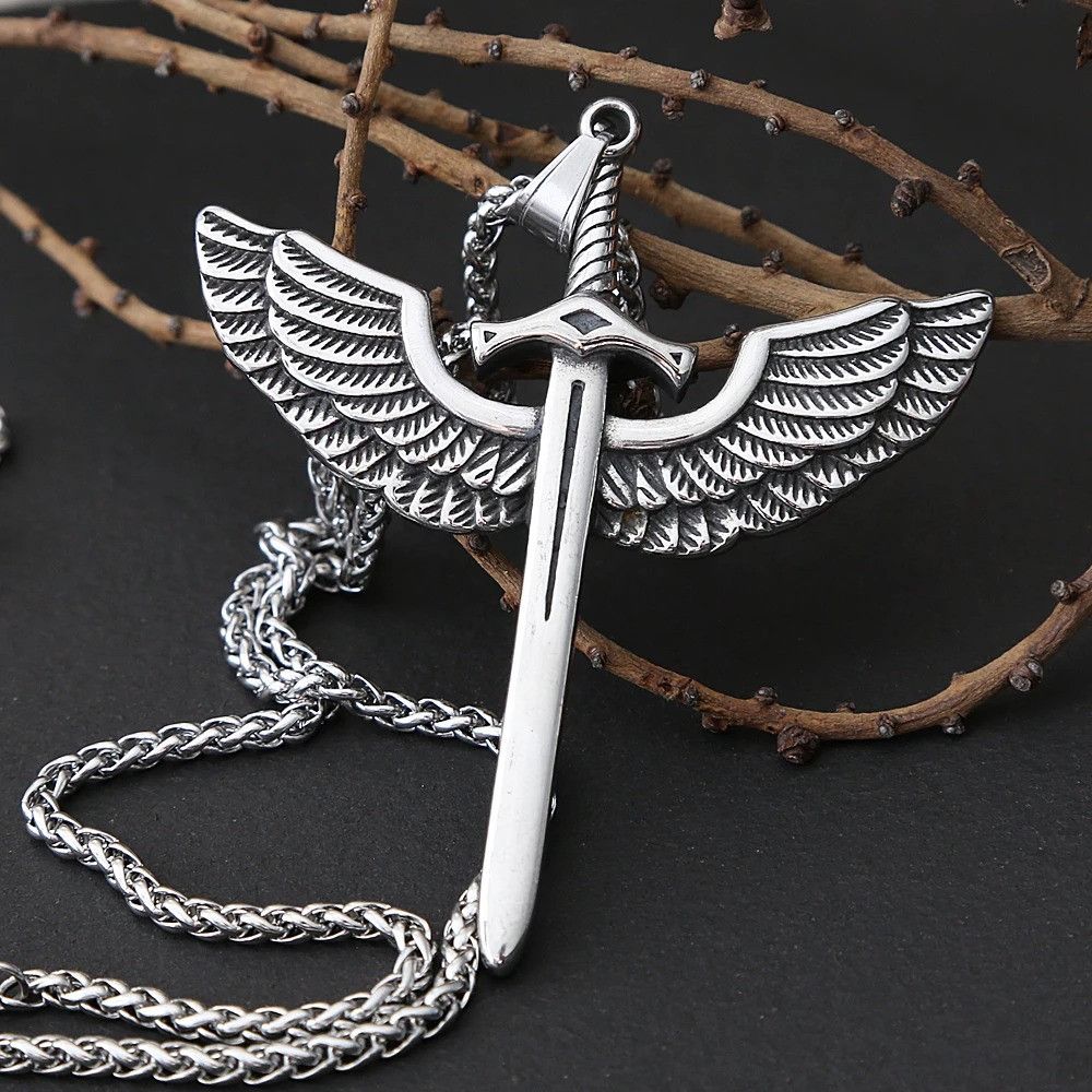 Other Vintage Angel Sword Cross Pendant Necklace Size ONE SIZE - 5 Thumbnail