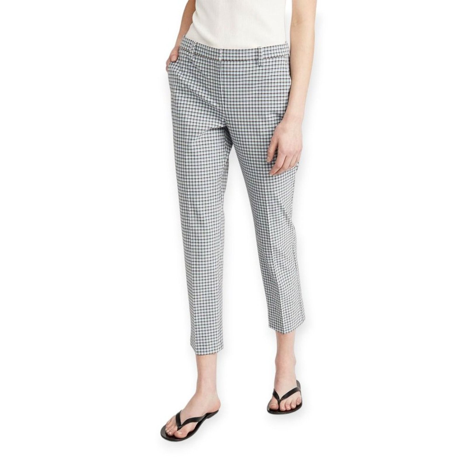 Theory Theory Treeca Slim Crop Pants Blue Check Size 8 Stretch Size 30" / US 8 / IT 44 - 3 Thumbnail