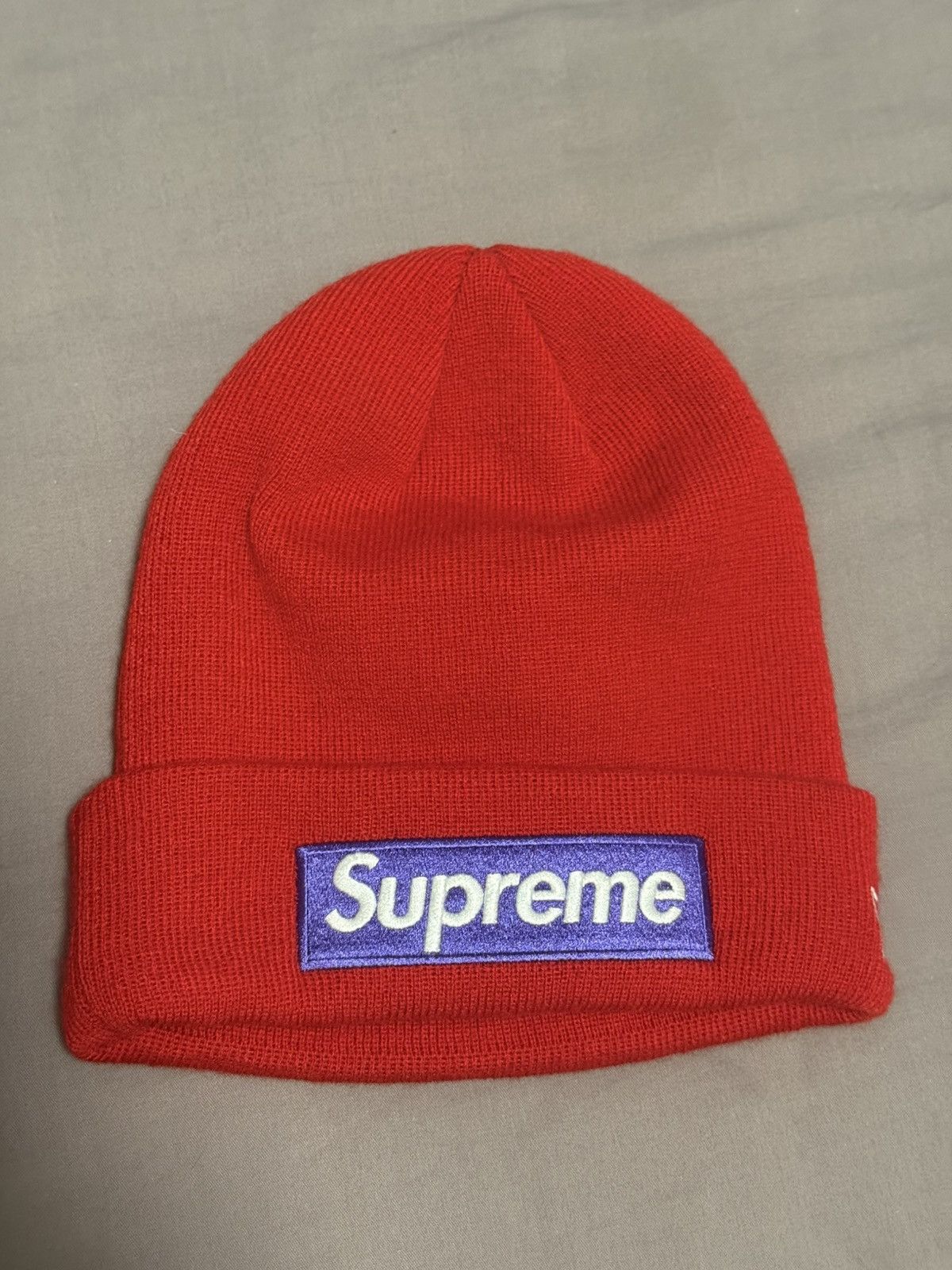 New Era × Supreme Supreme New Era Red Purple Box Logo Beanie | Grailed