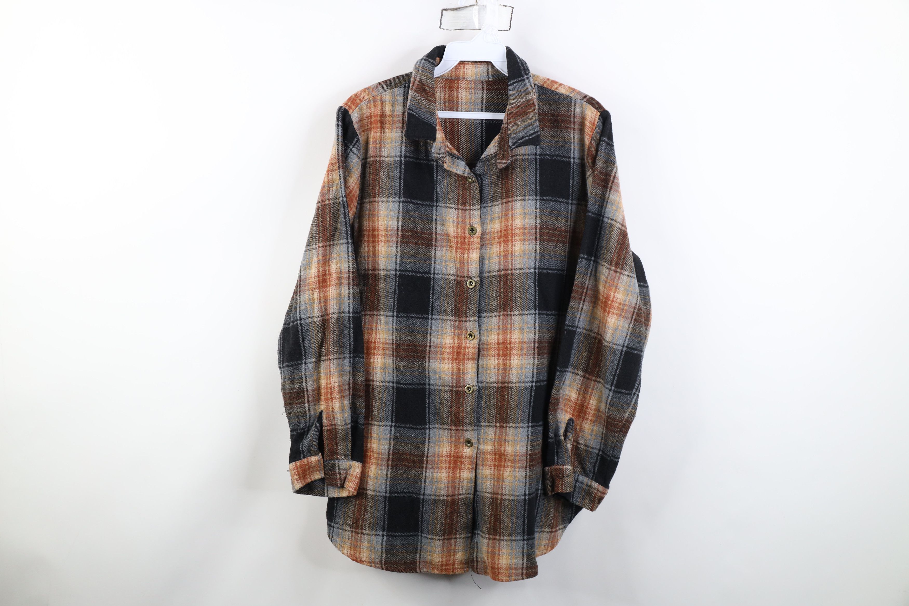 Vintage Vintage 90s Streetwear Heavy Flannel Collared Button Shirt Size L / US 10 / IT 46 - 1 Thumbnail