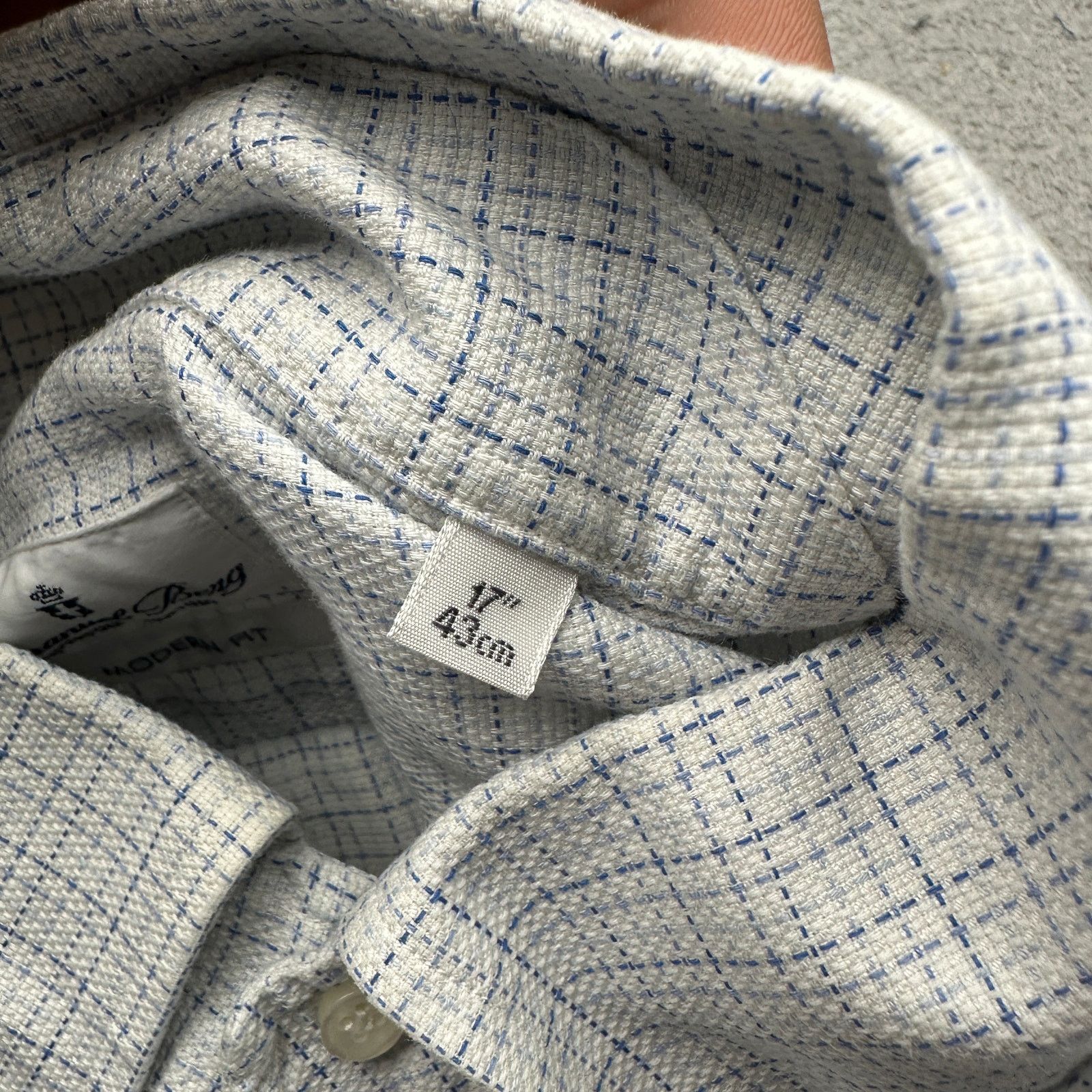 Other Emanuel Berg Modern Fit Graph Check Button Shirt Mens 17 XL Size US XL / EU 56 / 4 - 4 Thumbnail