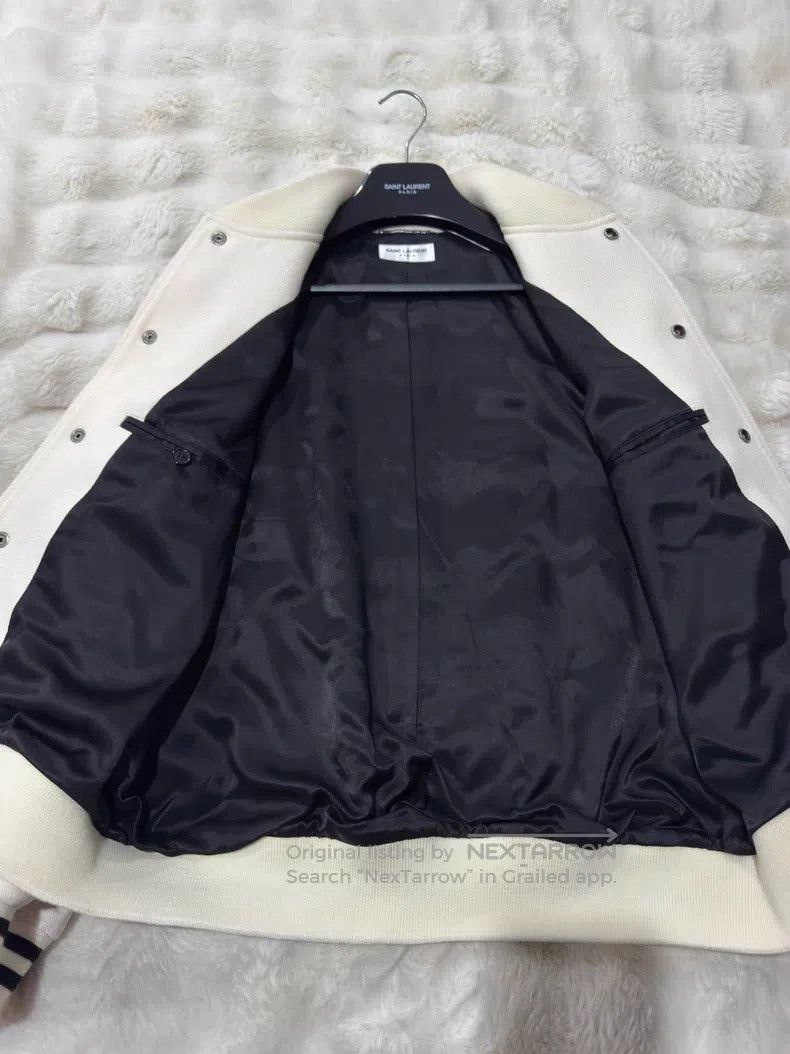 Saint Laurent Paris Saint Laurent Paris White Teddy Baseball Jacket Size US L / EU 52-54 / 3 - 6 Thumbnail