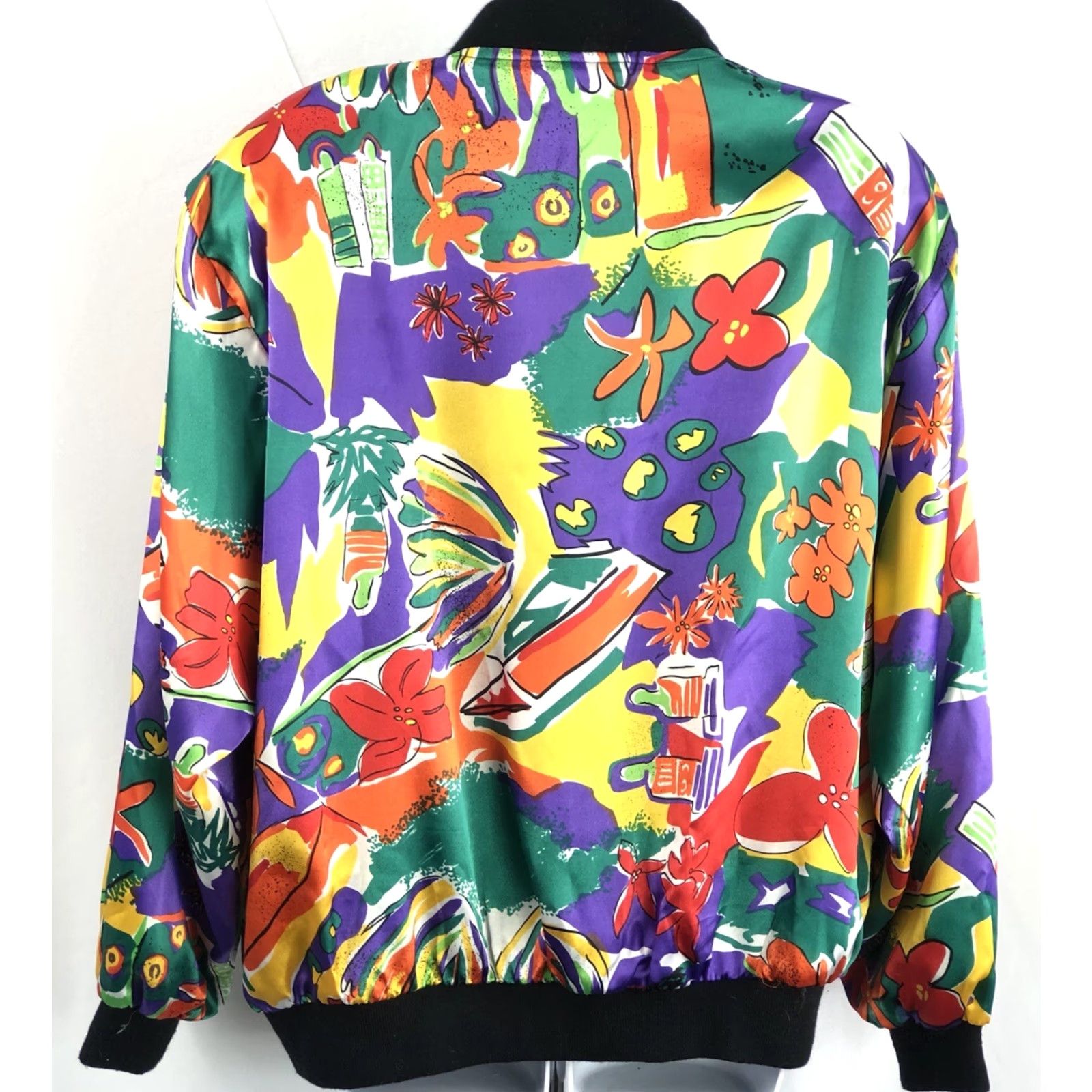 Vintage VINTAGE Stefano Satin Jacket L Retro Pop Abstract Art Full Zip Pockets Lined Mens Size US L / EU 52-54 / 3 - 4 Thumbnail