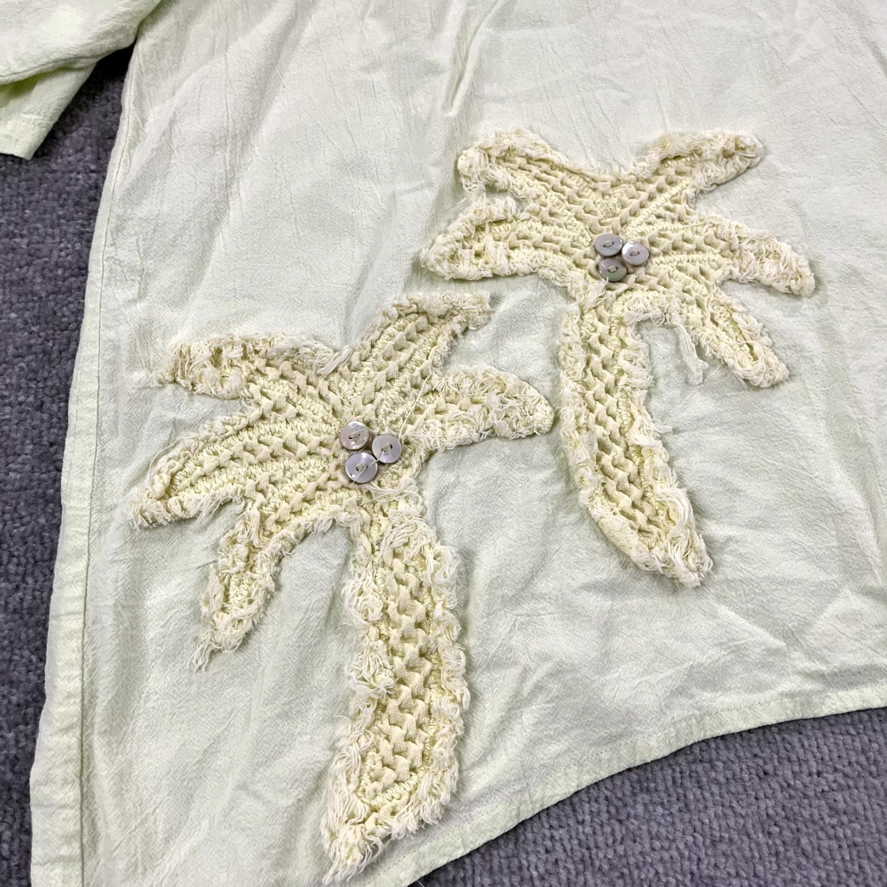 Vintage Lulu-B Top Womens 3X Plus Lime Green Oversized Palm Tree Blouse Shirt 3/4 Sleeve Button Zipper Cotton 100% Casual Workwear Beach Outdoor Womens Size XXL / US 16-18 / IT 52-54 - 3 Thumbnail